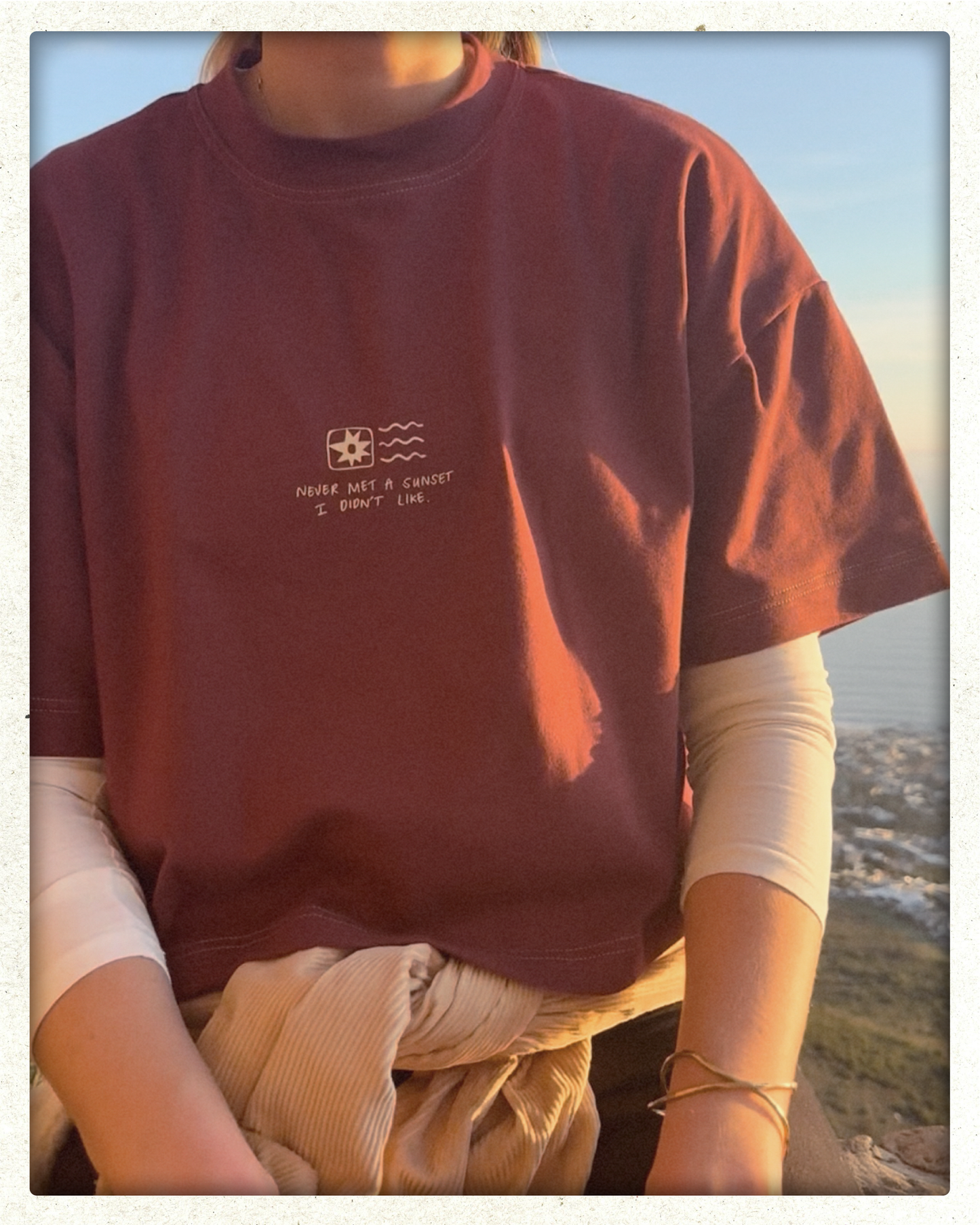 Unisex "Sunset" Short Tee (Maroon)