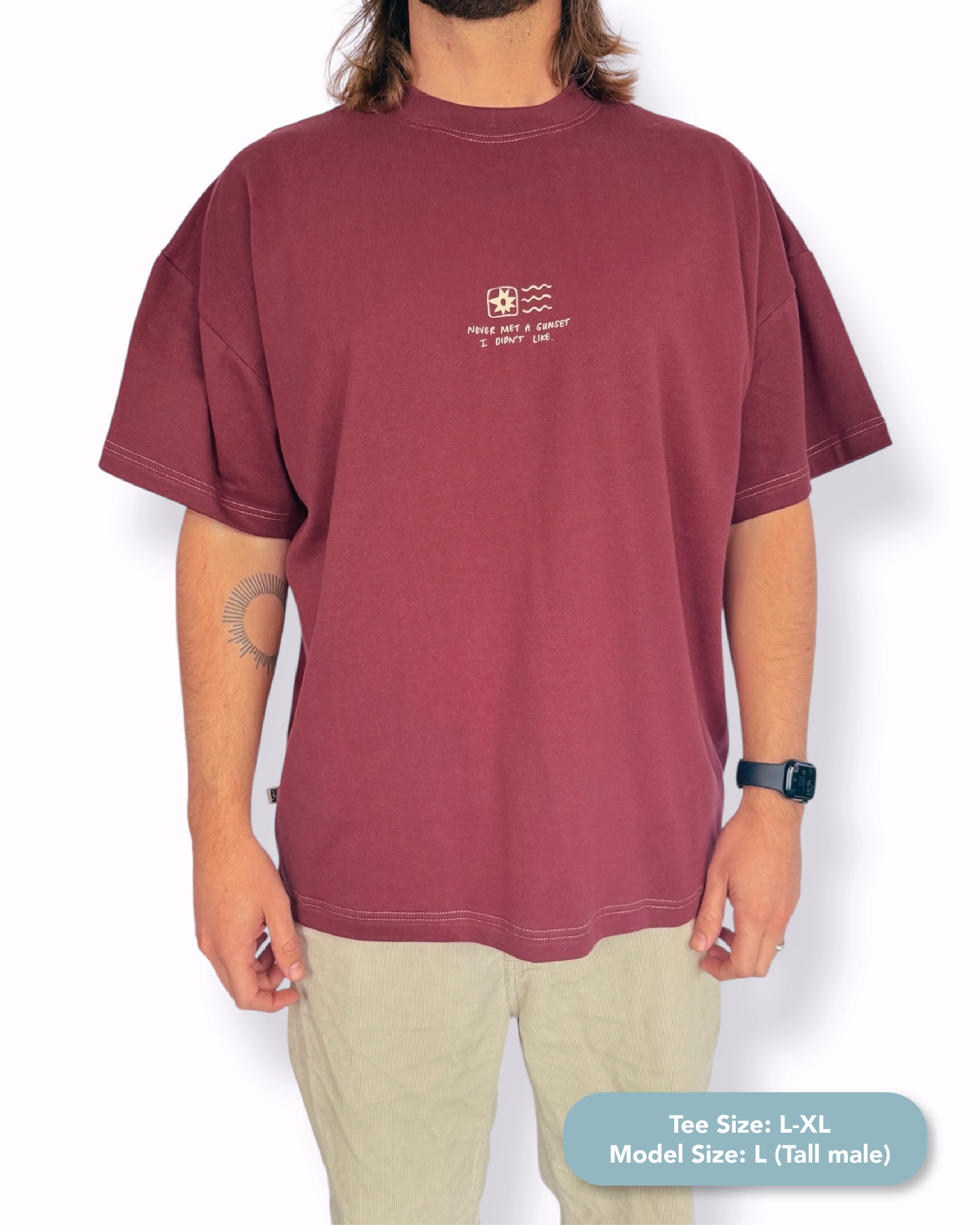 Unisex "Sunset" Short Tee (Maroon)