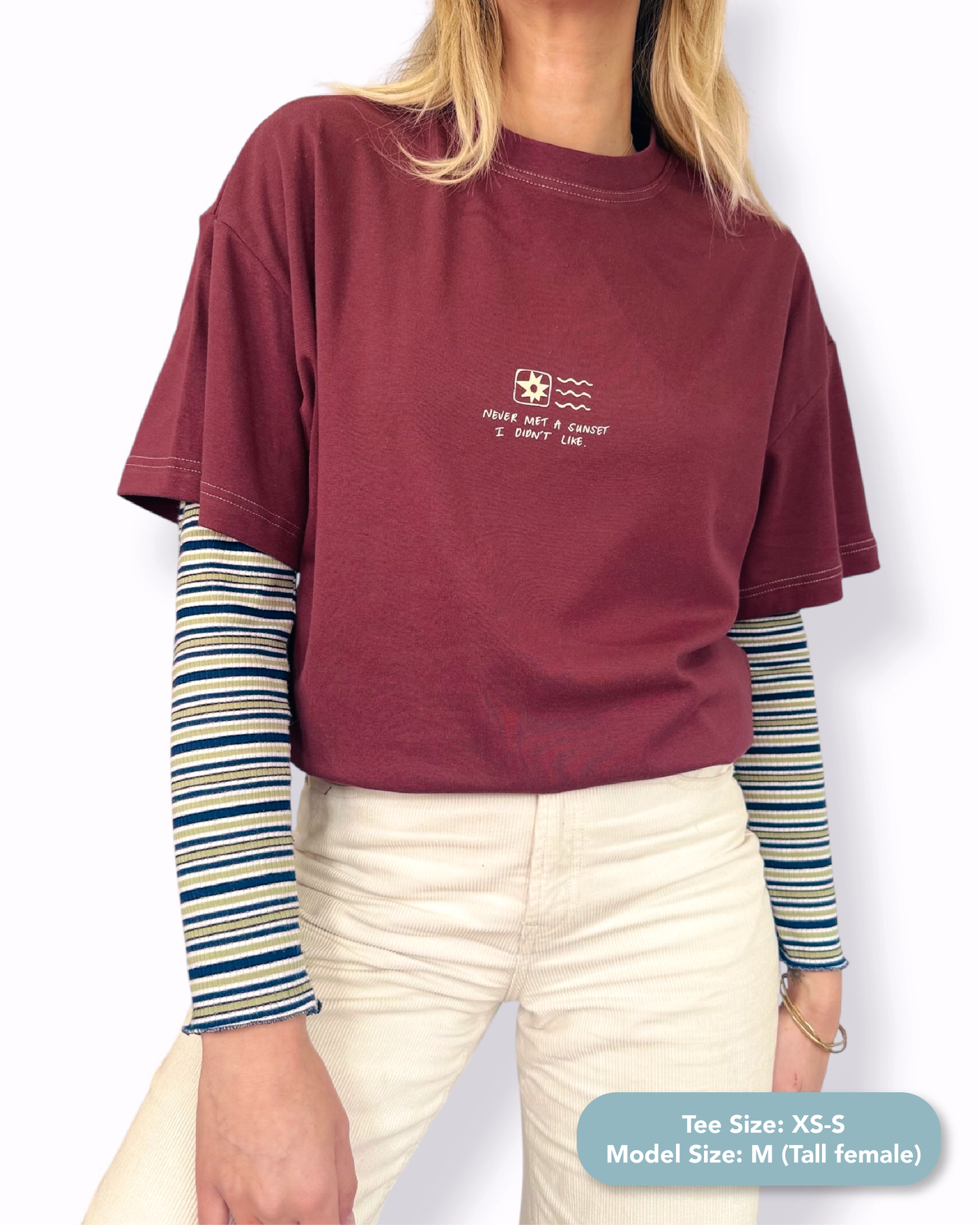 Unisex "Sunset" Short Tee (Maroon)