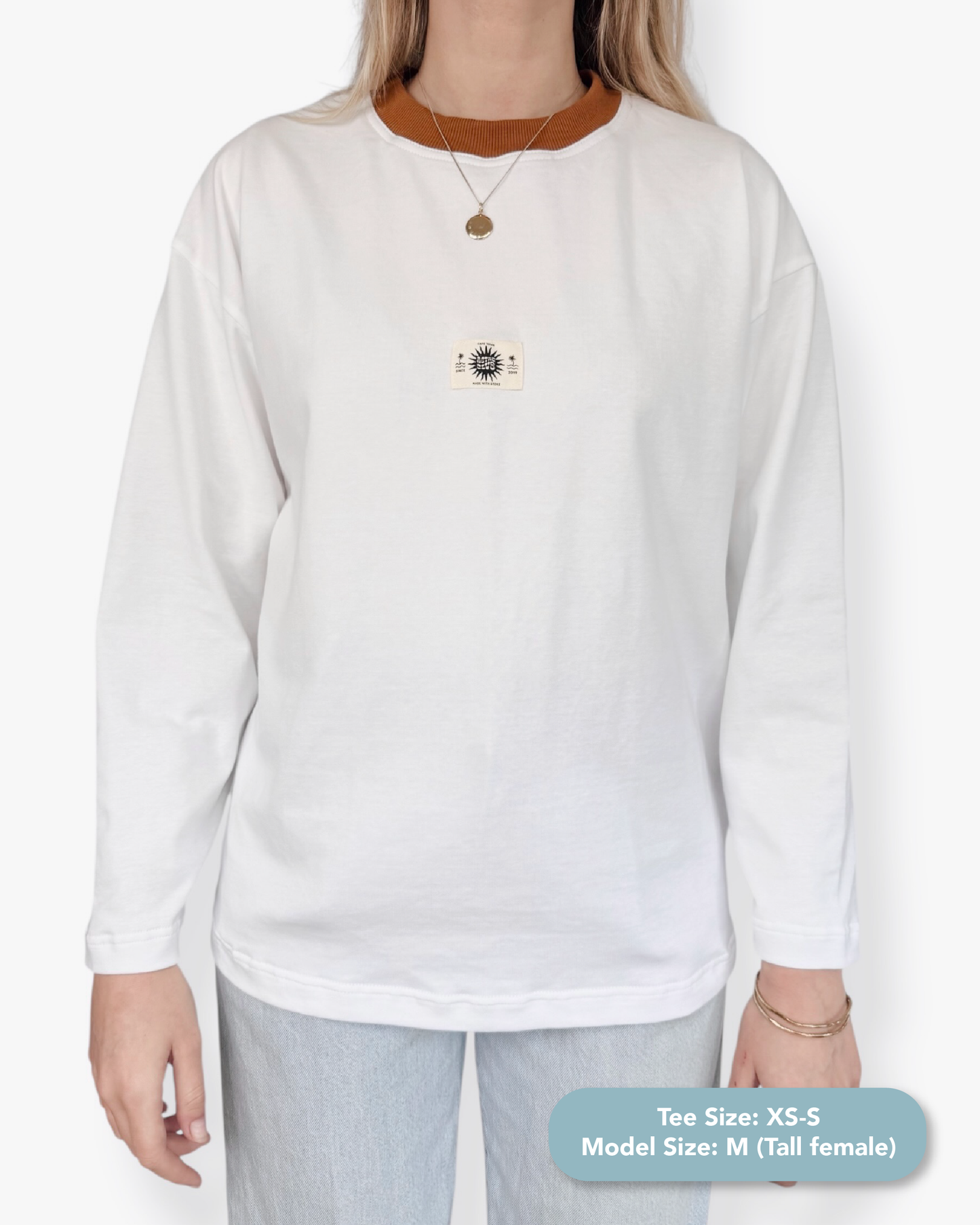 Unisex Classic White Long Sleeve (Burnt Collar)