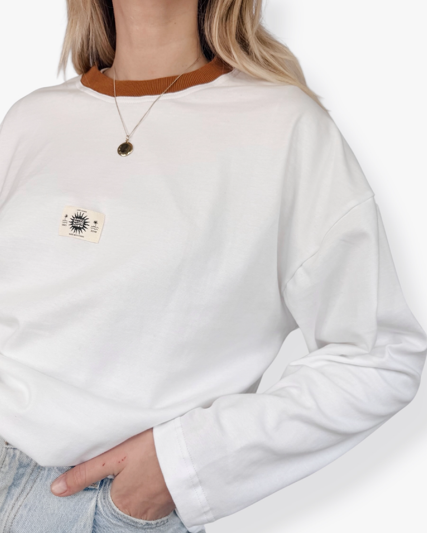 Unisex Classic White Long Sleeve (Burnt Collar)