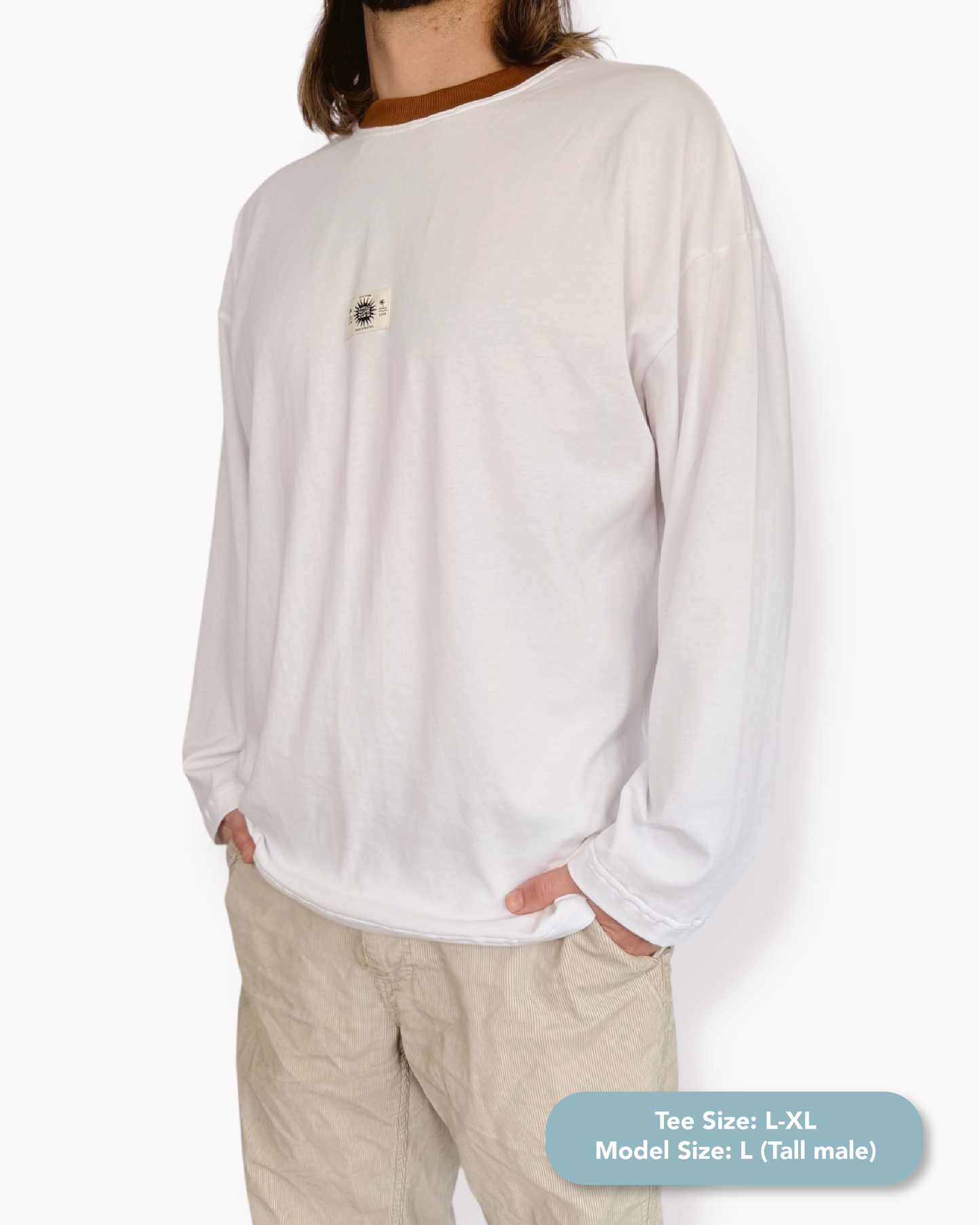 Unisex Classic White Long Sleeve (Burnt Collar)