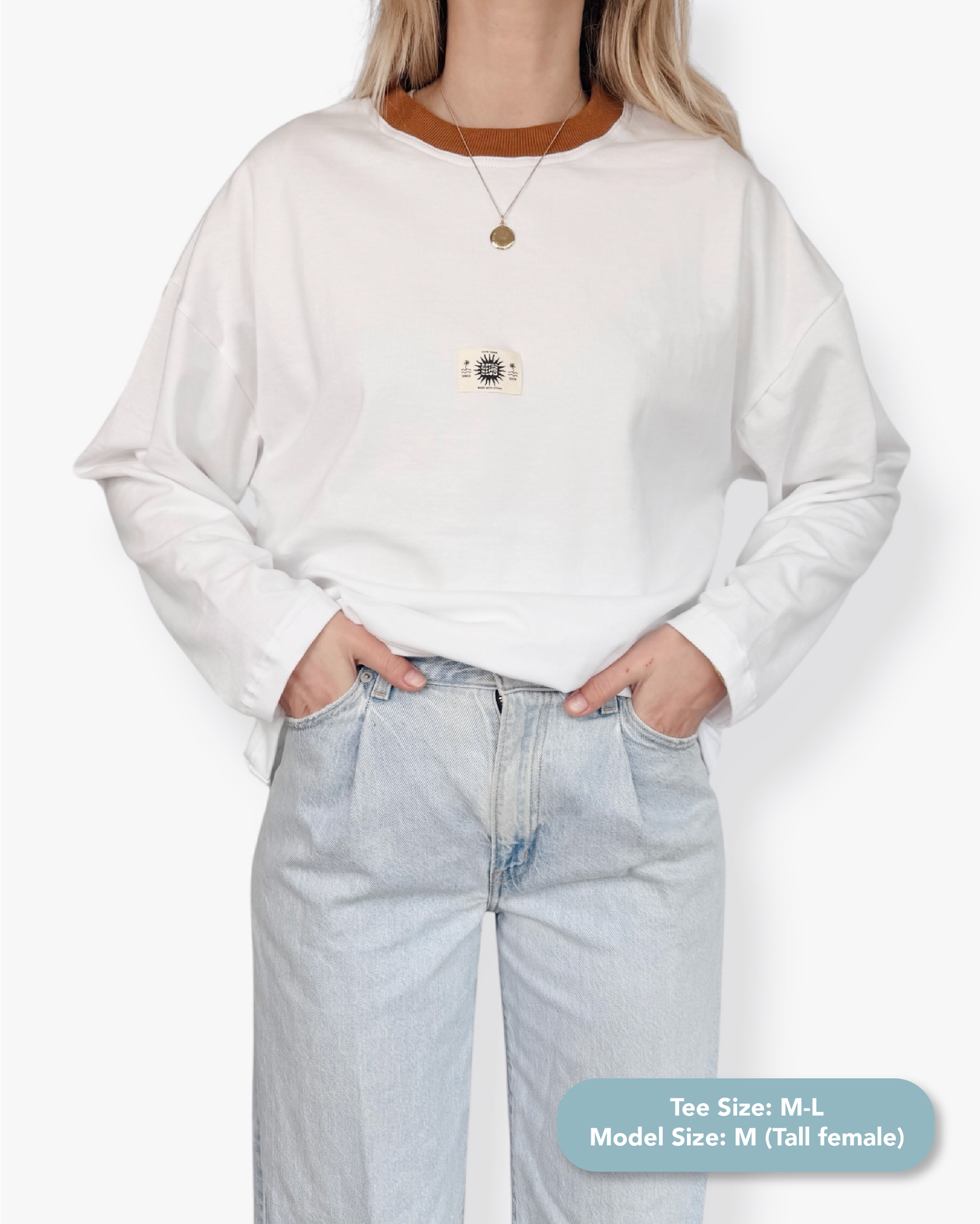 Unisex Classic White Long Sleeve (Burnt Collar)