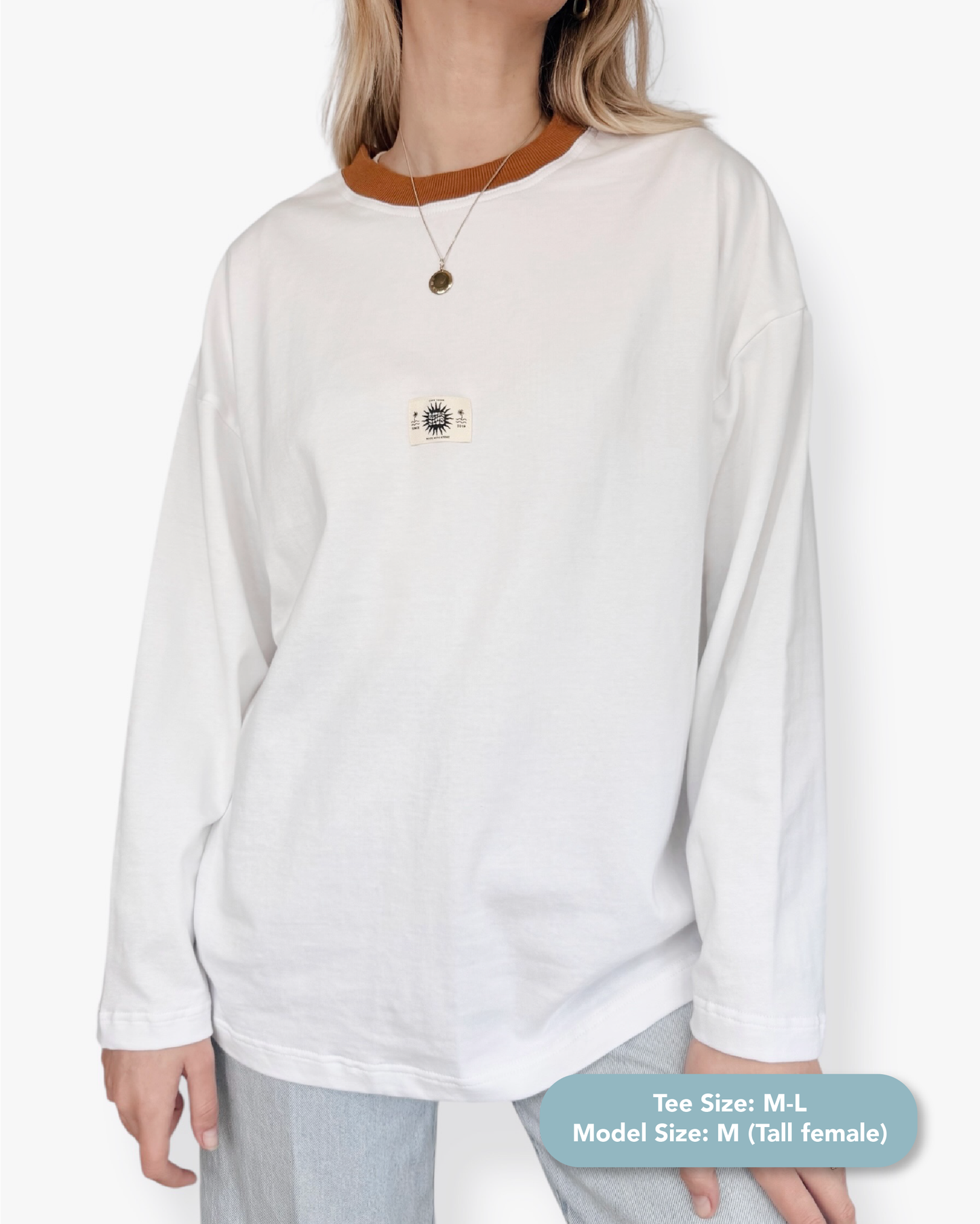 Unisex Classic White Long Sleeve (Burnt Collar)