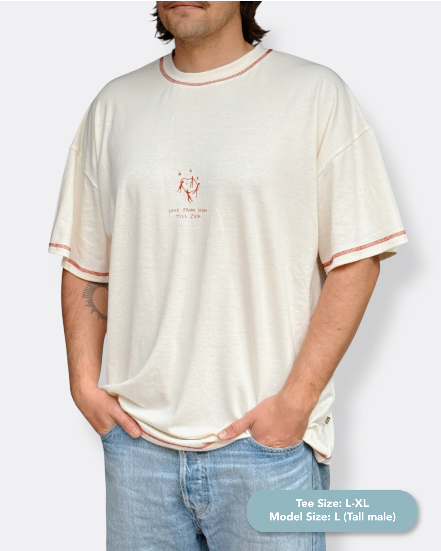 Unisex "Love & Zen" Short Tee (Cream)
