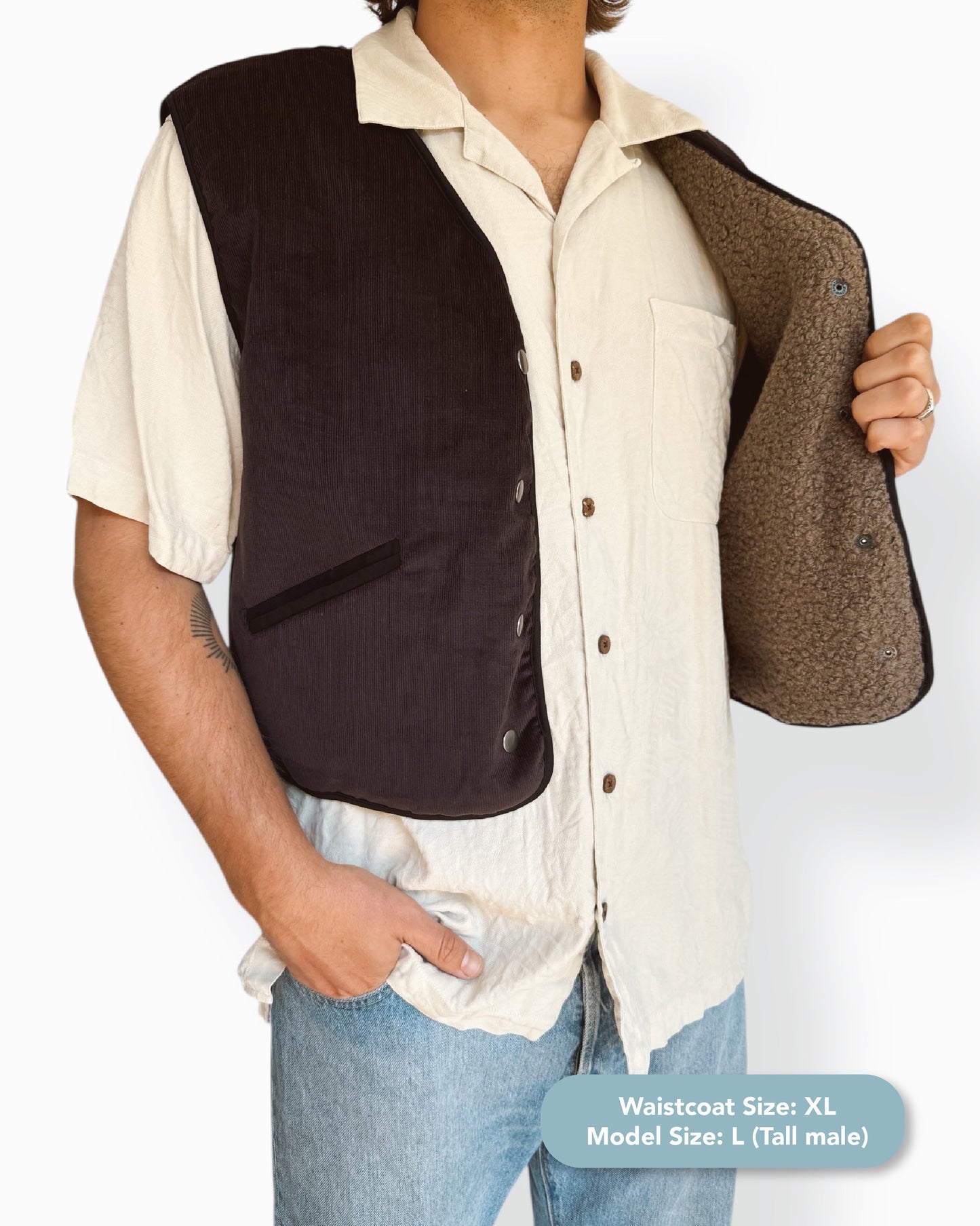 Dark Brown Corduroy Gilet Waistcoat