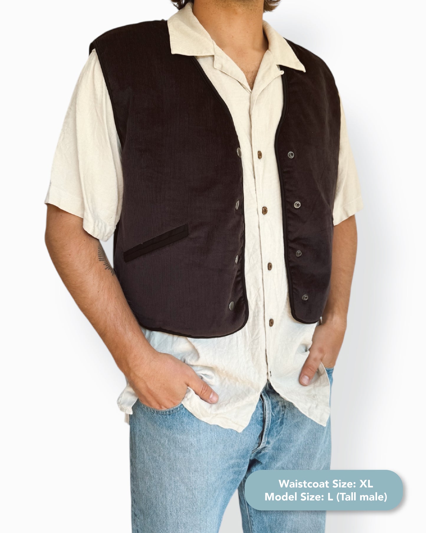 Dark Brown Corduroy Gilet Waistcoat