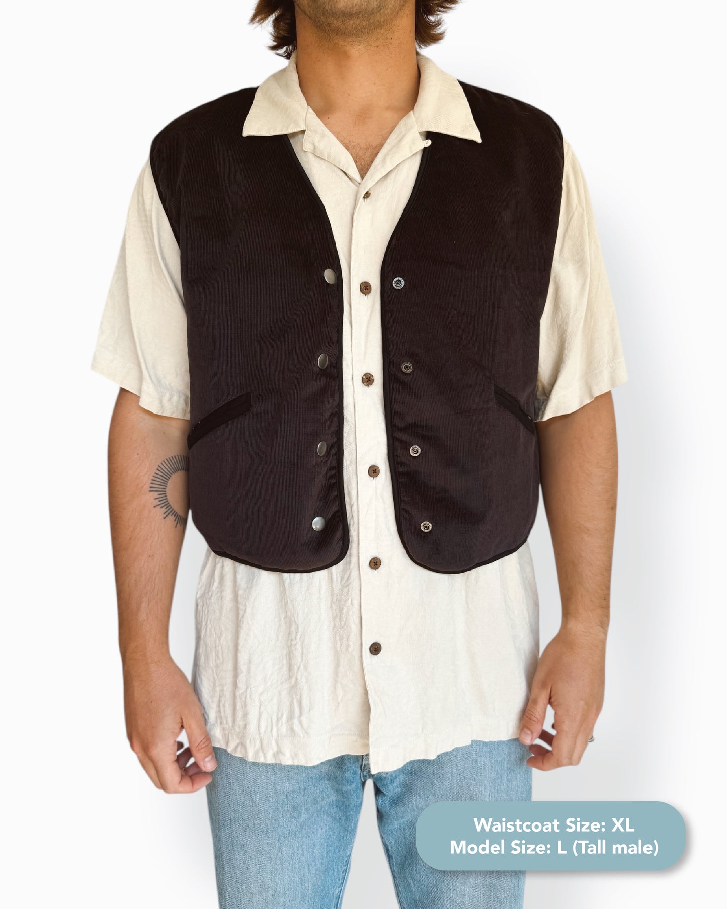 Dark Brown Corduroy Gilet Waistcoat