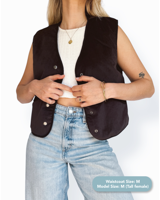 Dark Brown Corduroy Gilet Waistcoat