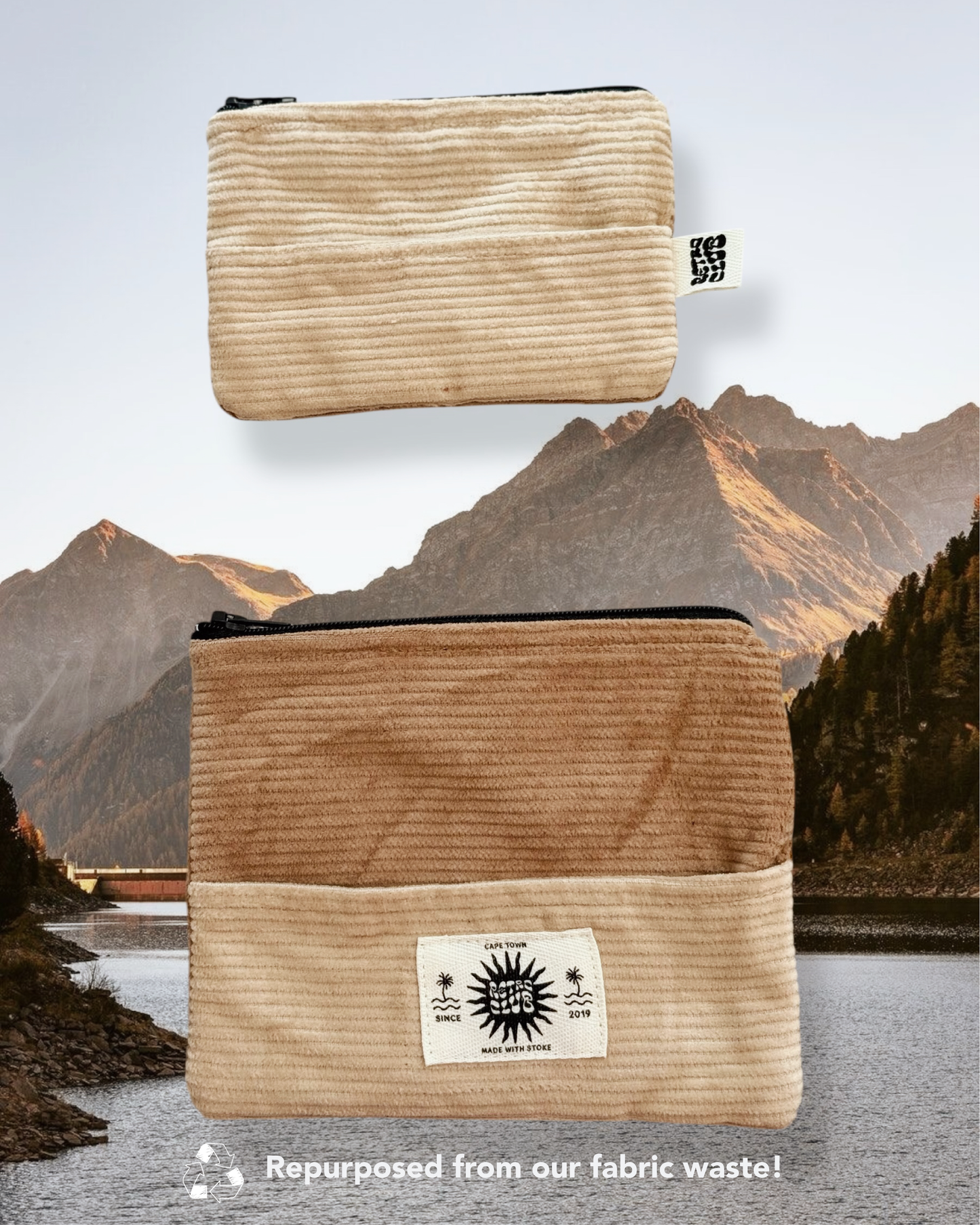 Zero Waste Pouch Set - Cream & Camel Corduroy