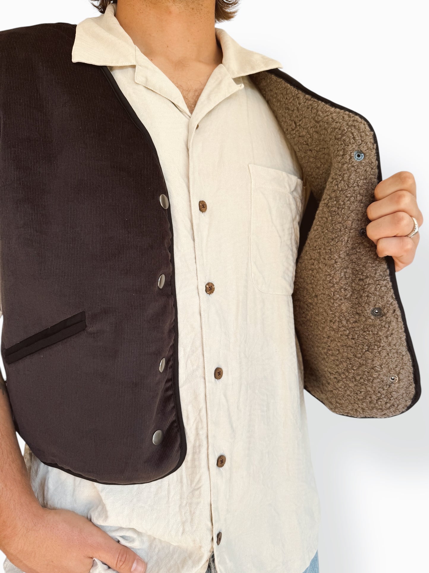 Dark Brown Corduroy Gilet Waistcoat