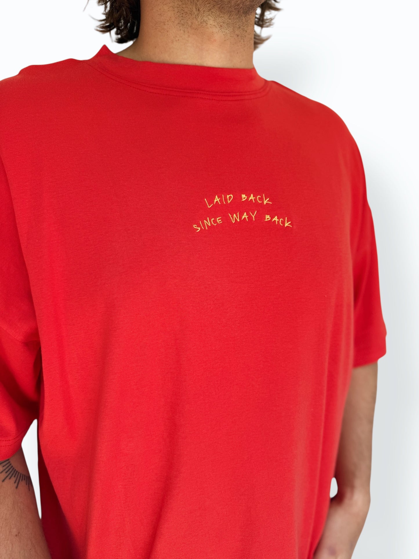 "Laid Back" Unisex Short Tee (Red)