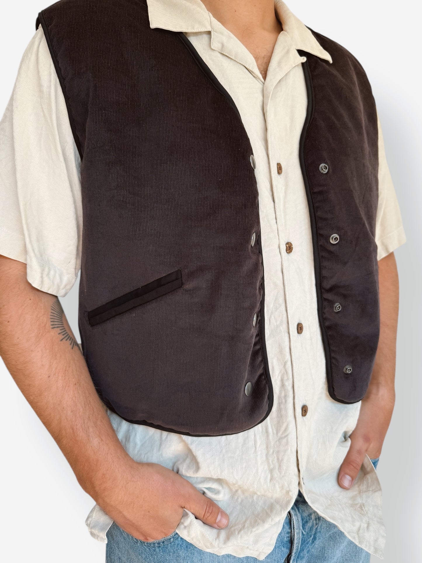 Dark Brown Corduroy Gilet Waistcoat