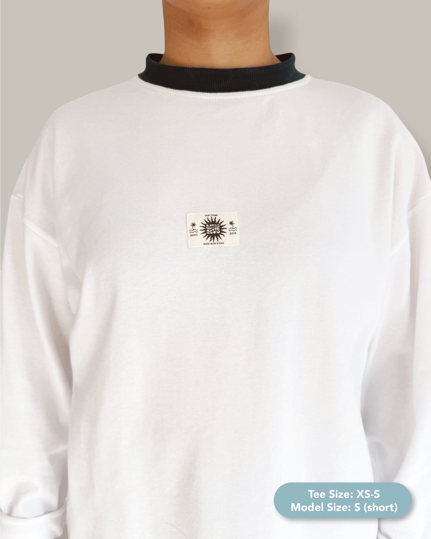 Unisex Classic White Long Sleeve (Teal Collar)