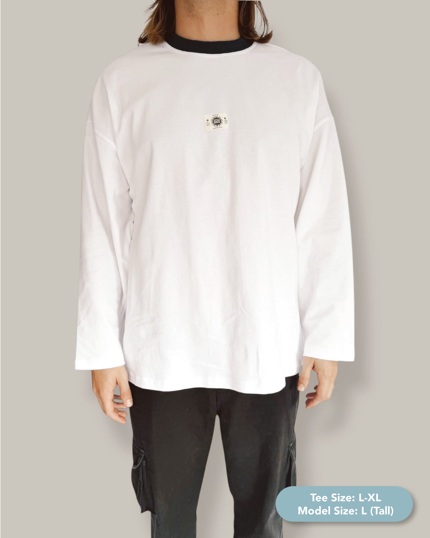 Unisex Classic White Long Sleeve (Teal Collar)