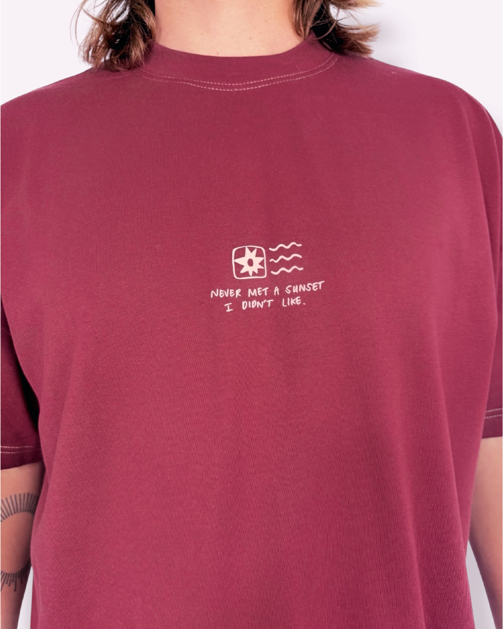 Unisex "Sunset" Short Tee (Maroon)