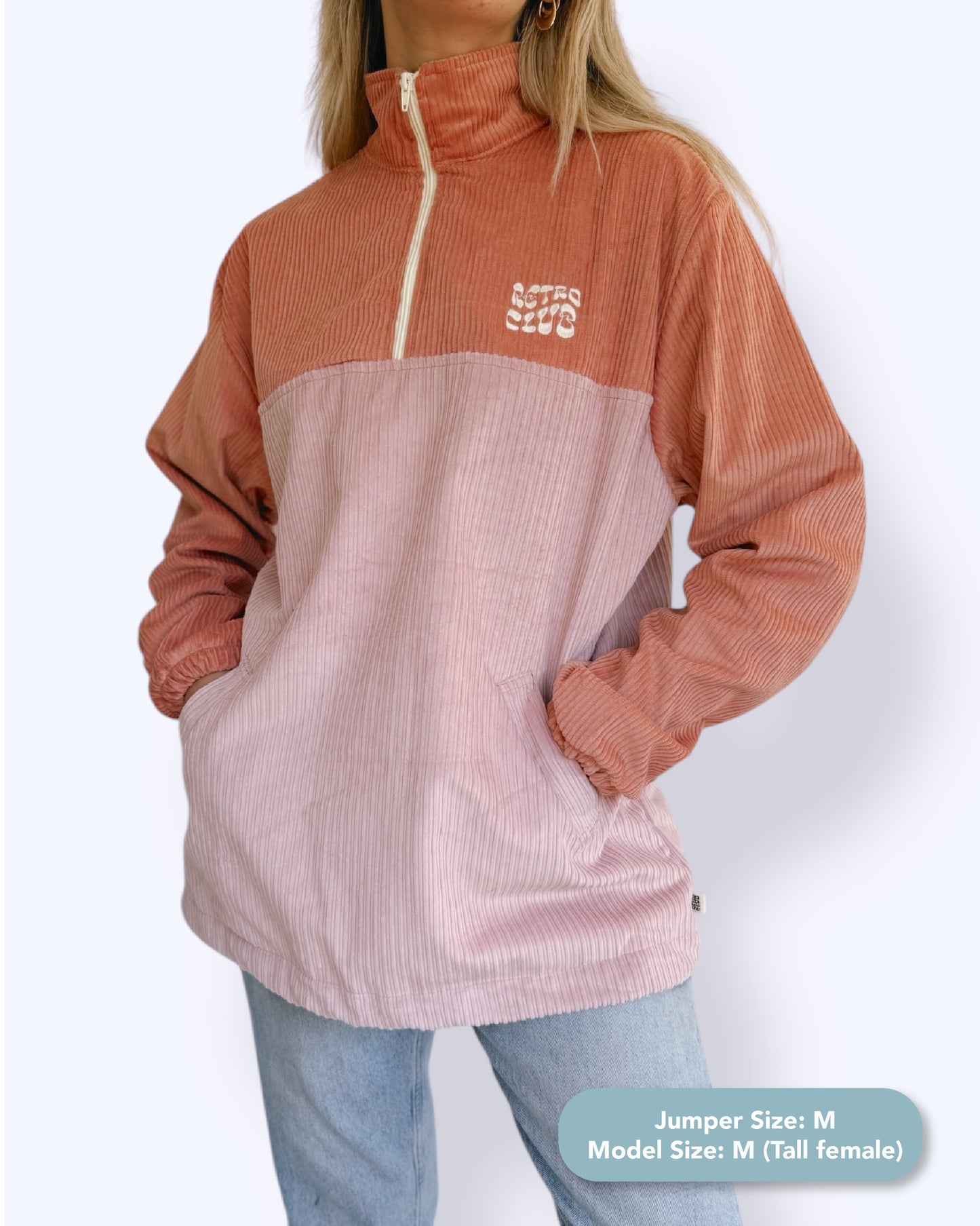 Dawn quarter zip - Coral Corduroy
