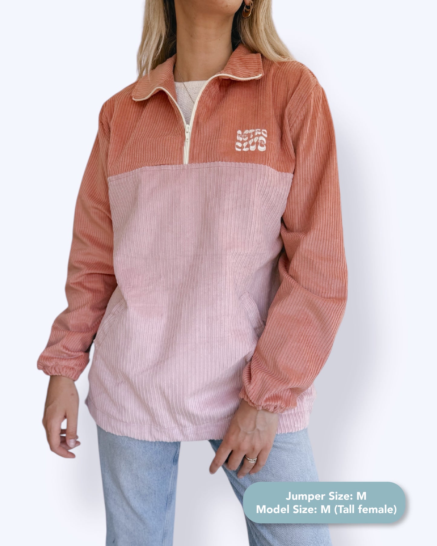 Dawn quarter zip - Coral Corduroy