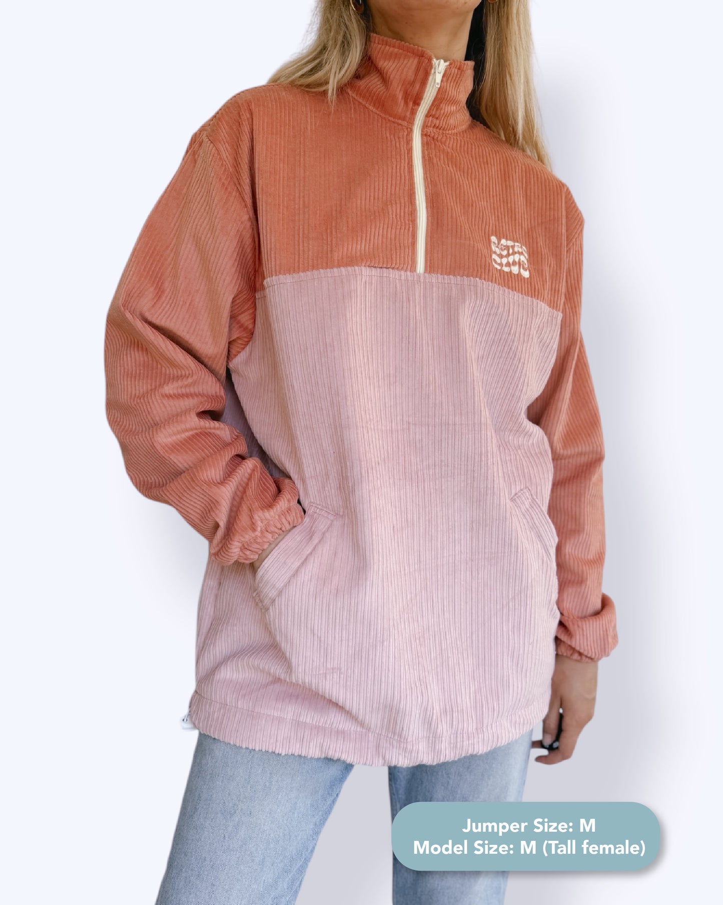 Dawn quarter zip - Coral Corduroy
