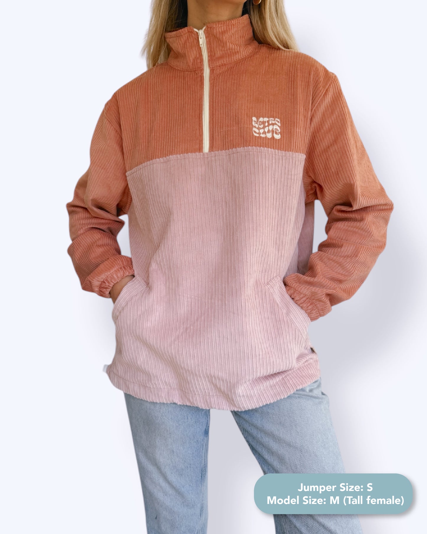 Dawn quarter zip - Coral Corduroy