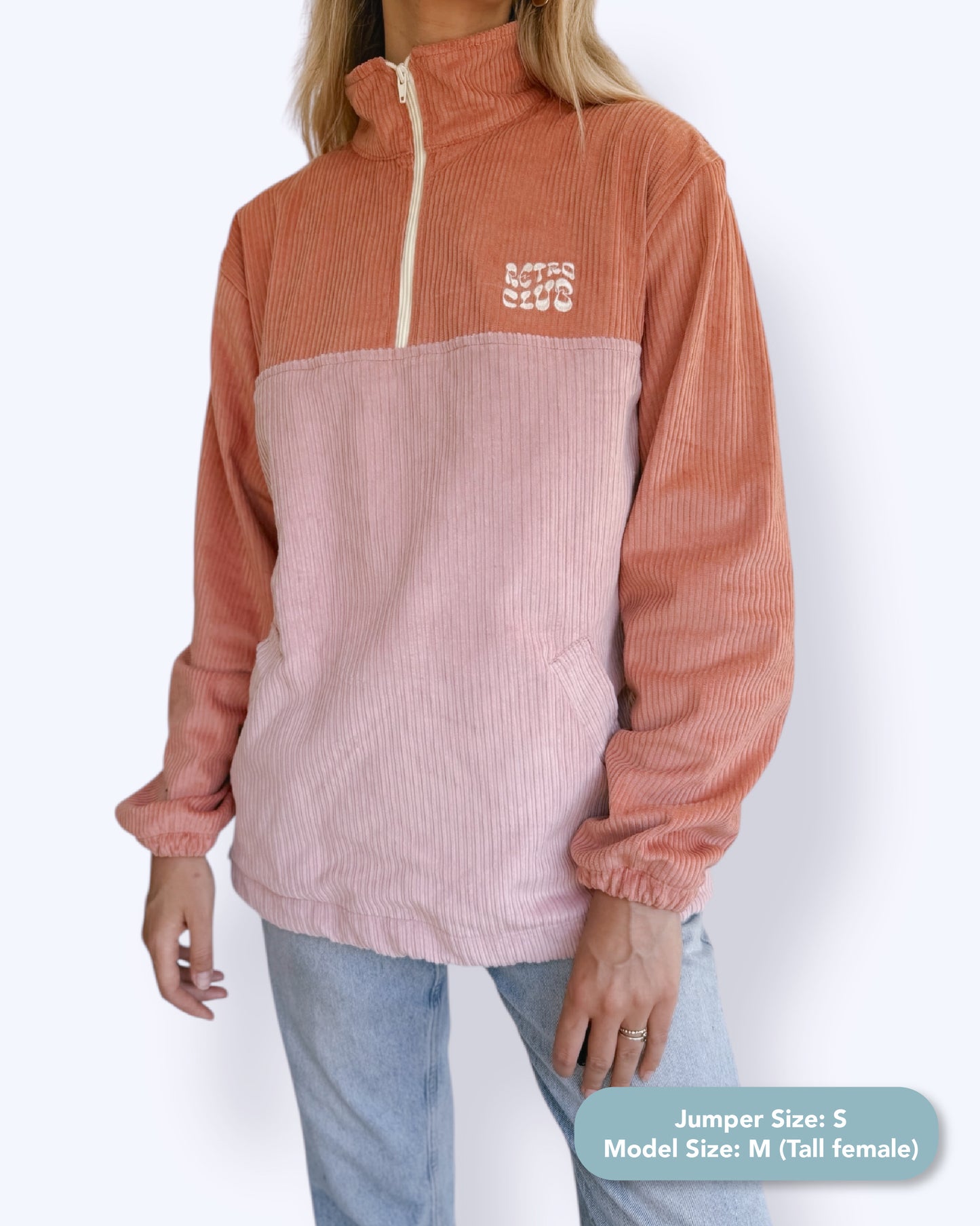 Dawn quarter zip - Coral Corduroy