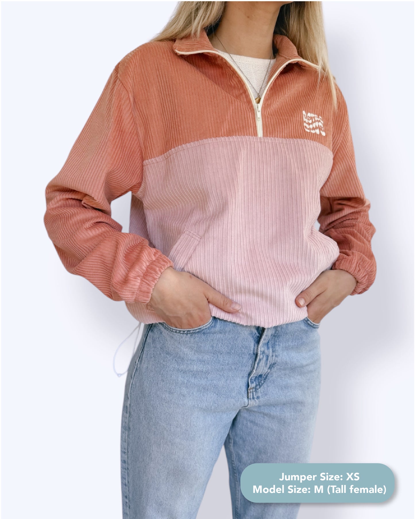 Dawn quarter zip - Coral Corduroy