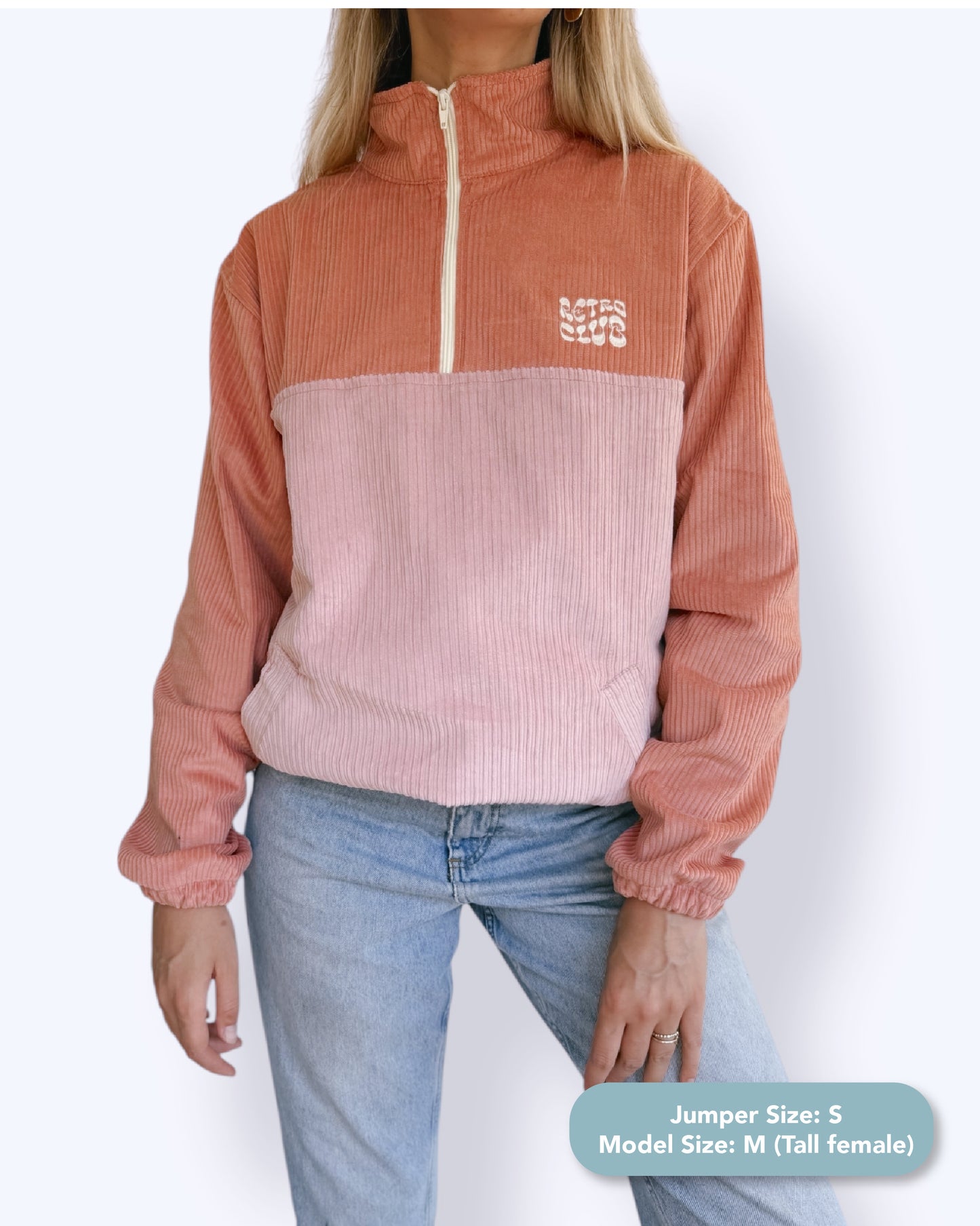 Dawn quarter zip - Coral Corduroy