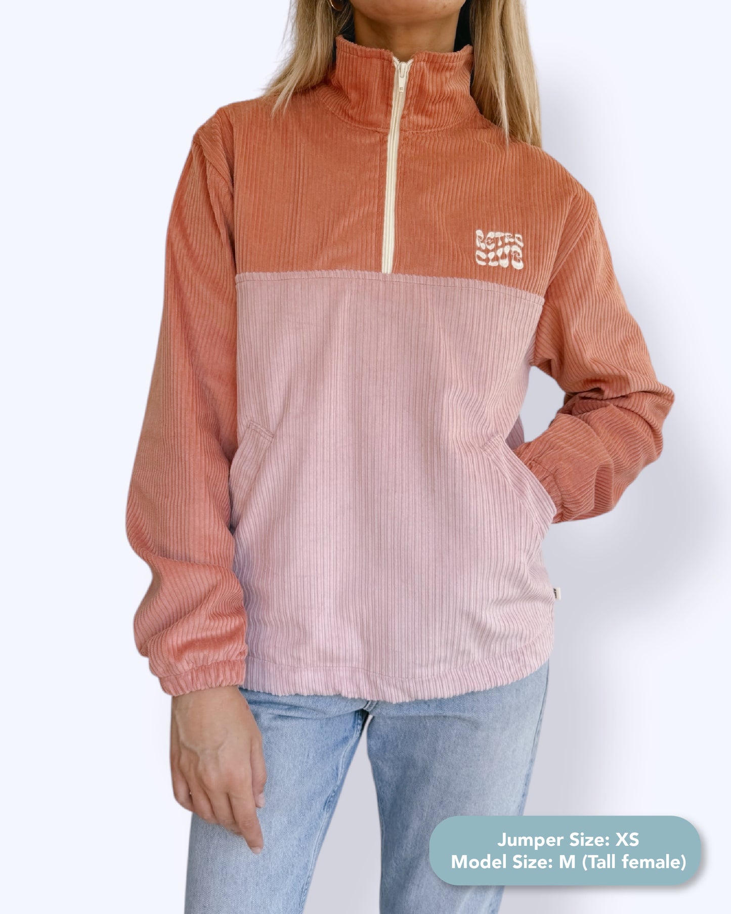 Dawn quarter zip - Coral Corduroy