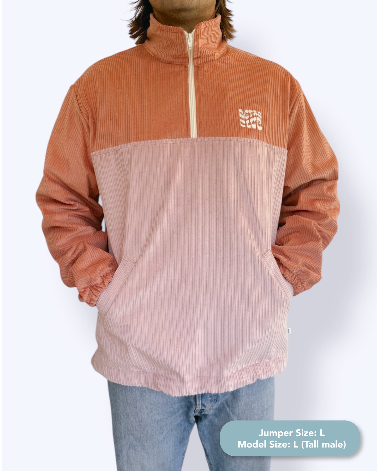 Dawn quarter zip - Coral Corduroy