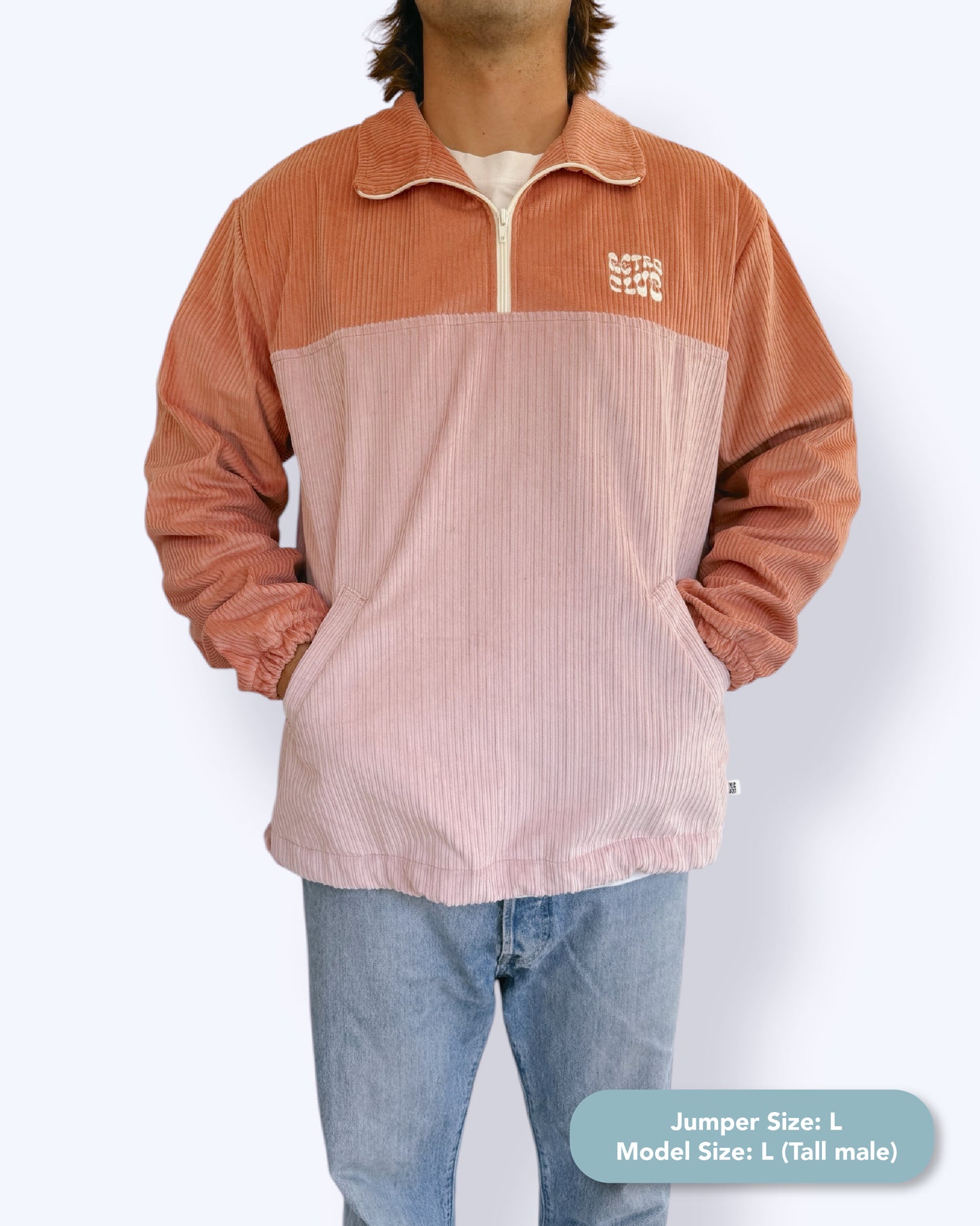 Dawn quarter zip - Coral Corduroy