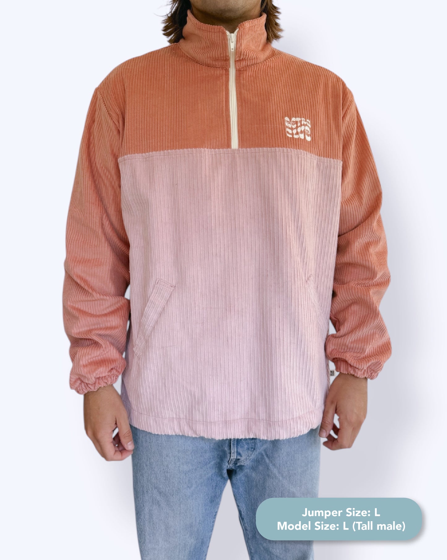 Dawn quarter zip - Coral Corduroy