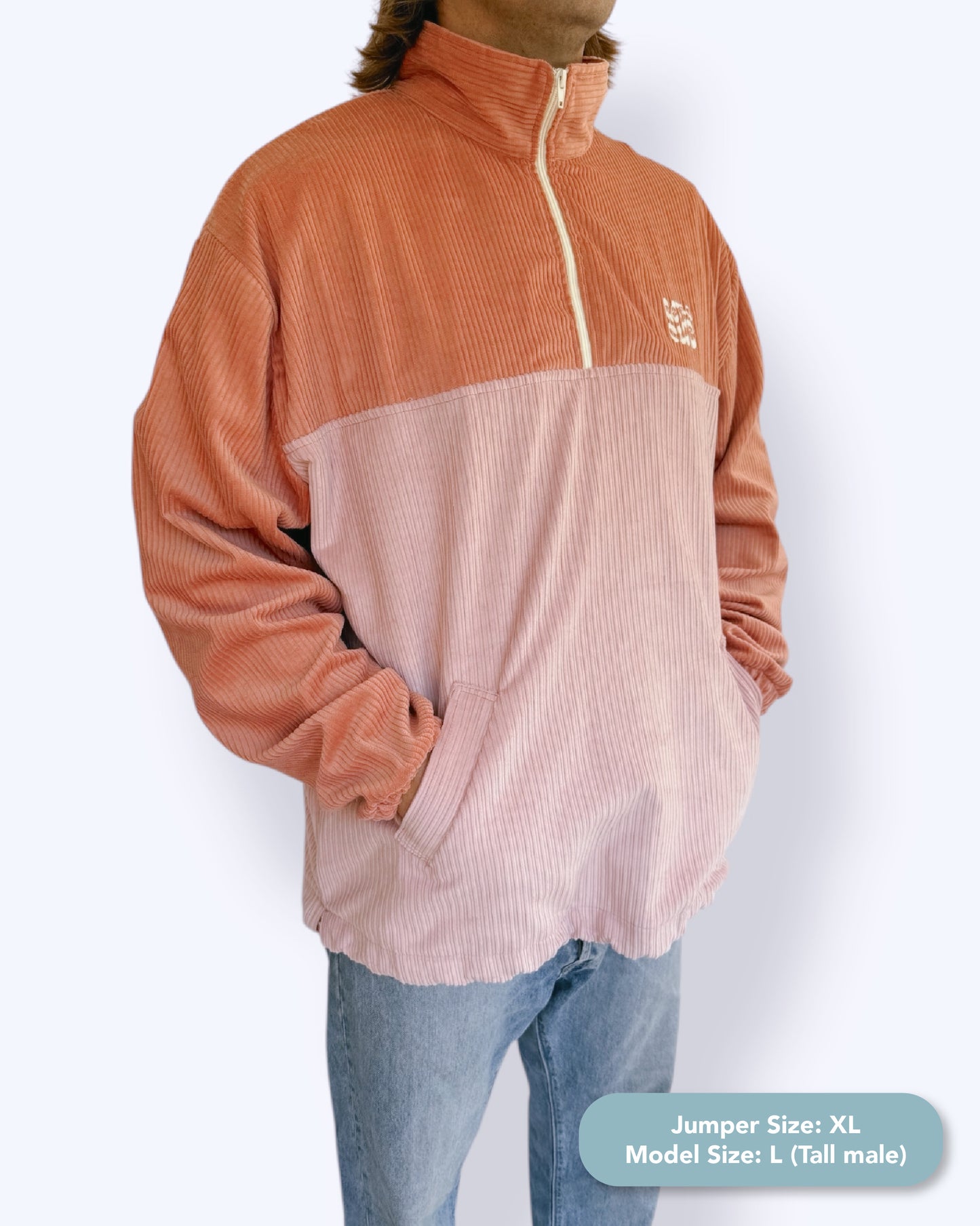 Dawn quarter zip - Coral Corduroy