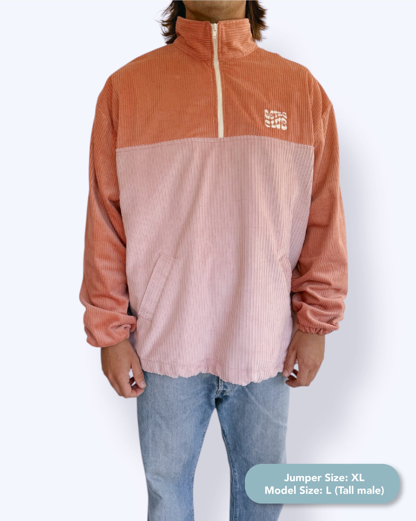 Dawn quarter zip - Coral Corduroy