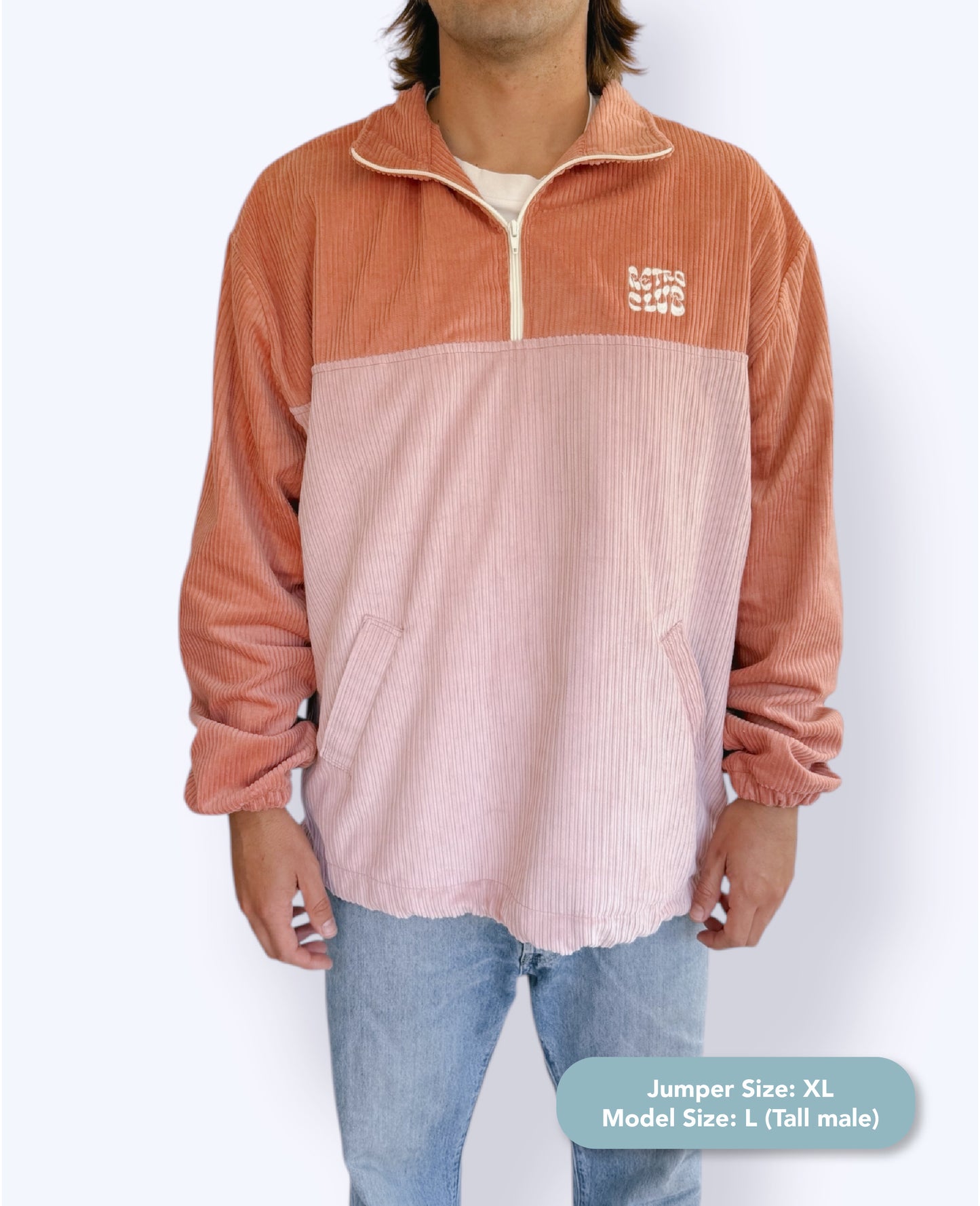Dawn quarter zip - Coral Corduroy