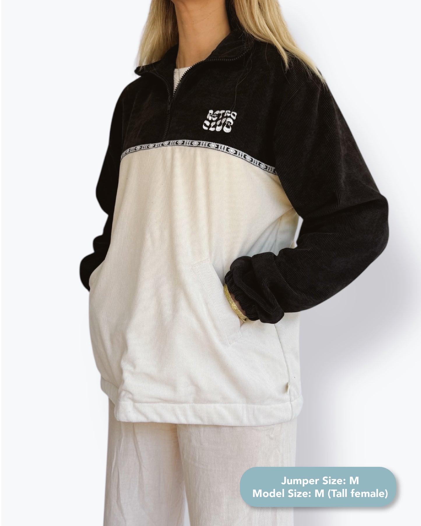 Dawn quarter zip - Black Corduroy