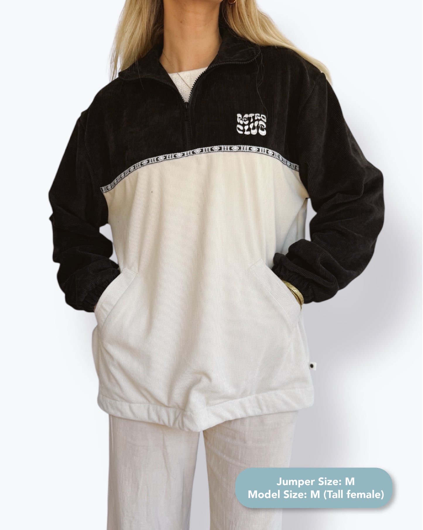 Dawn quarter zip - Black Corduroy