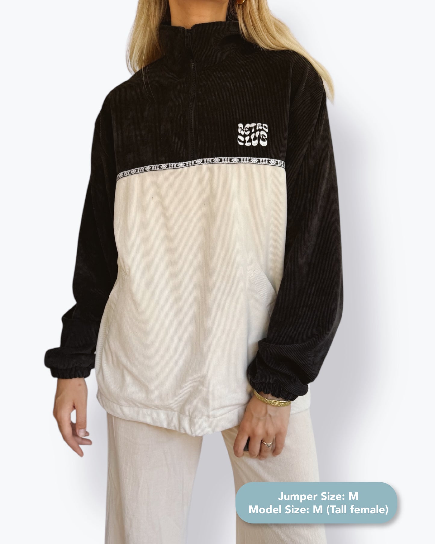 Dawn quarter zip - Black Corduroy