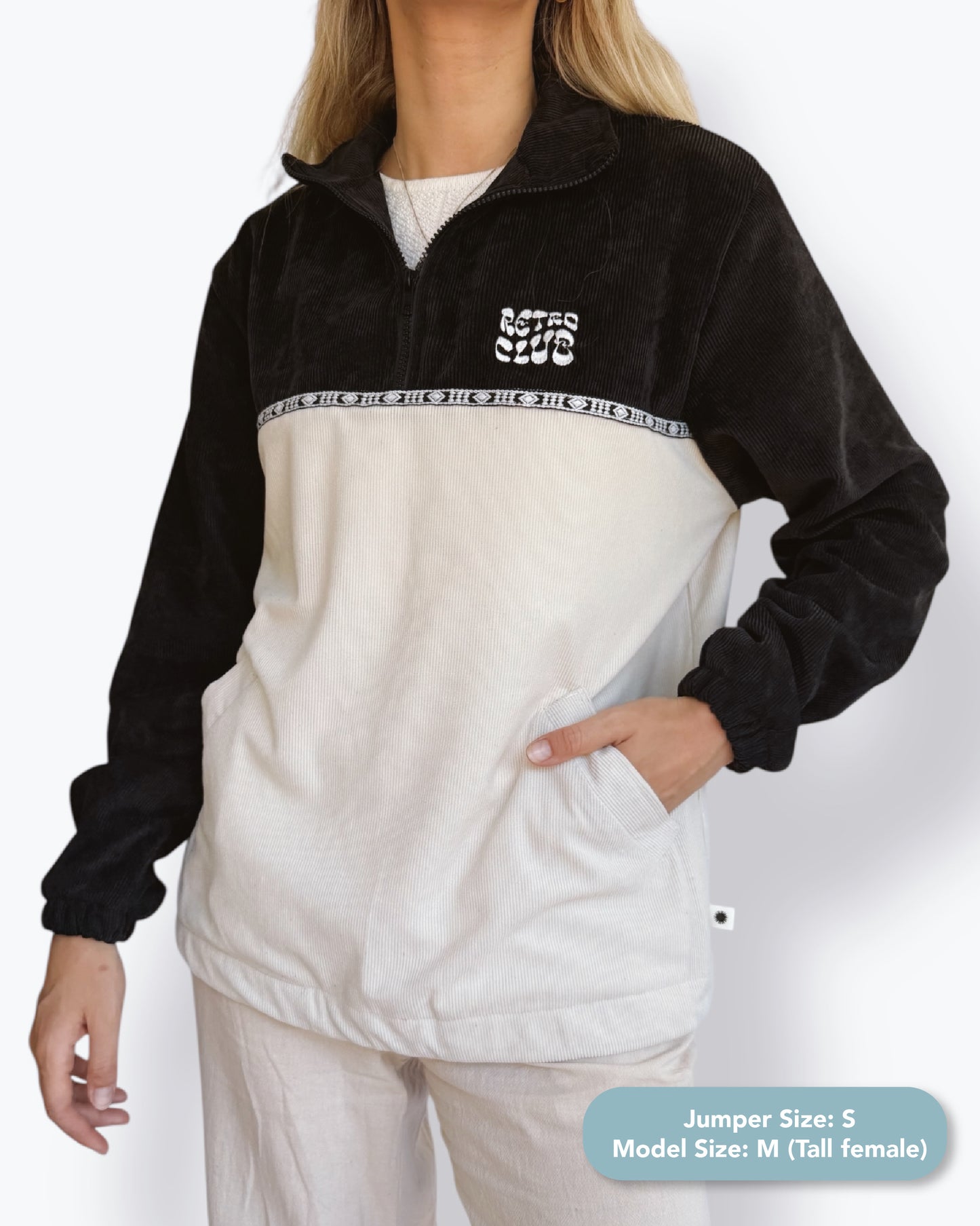 Dawn quarter zip - Black Corduroy