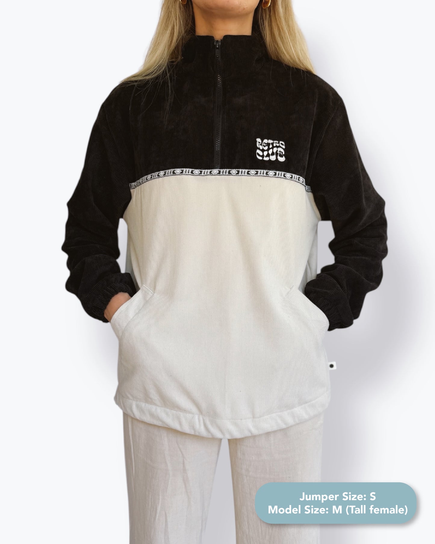 Dawn quarter zip - Black Corduroy