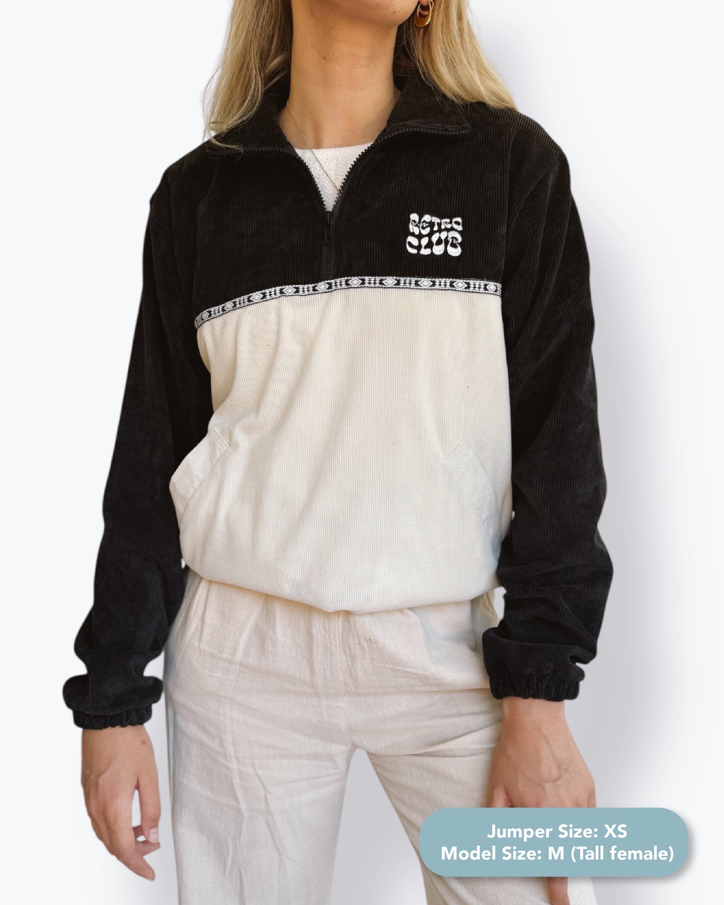 Dawn quarter zip - Black Corduroy