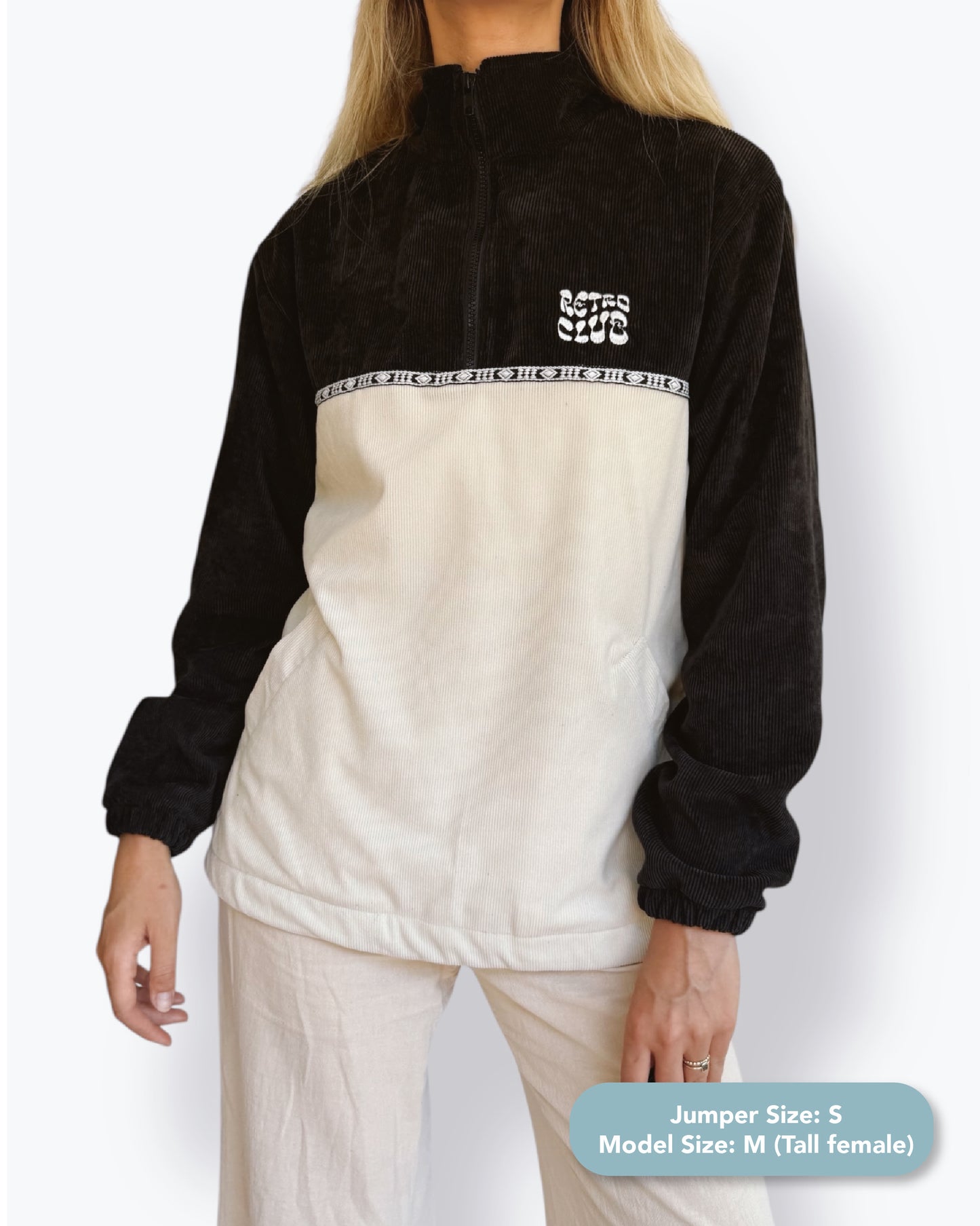 Dawn quarter zip - Black Corduroy