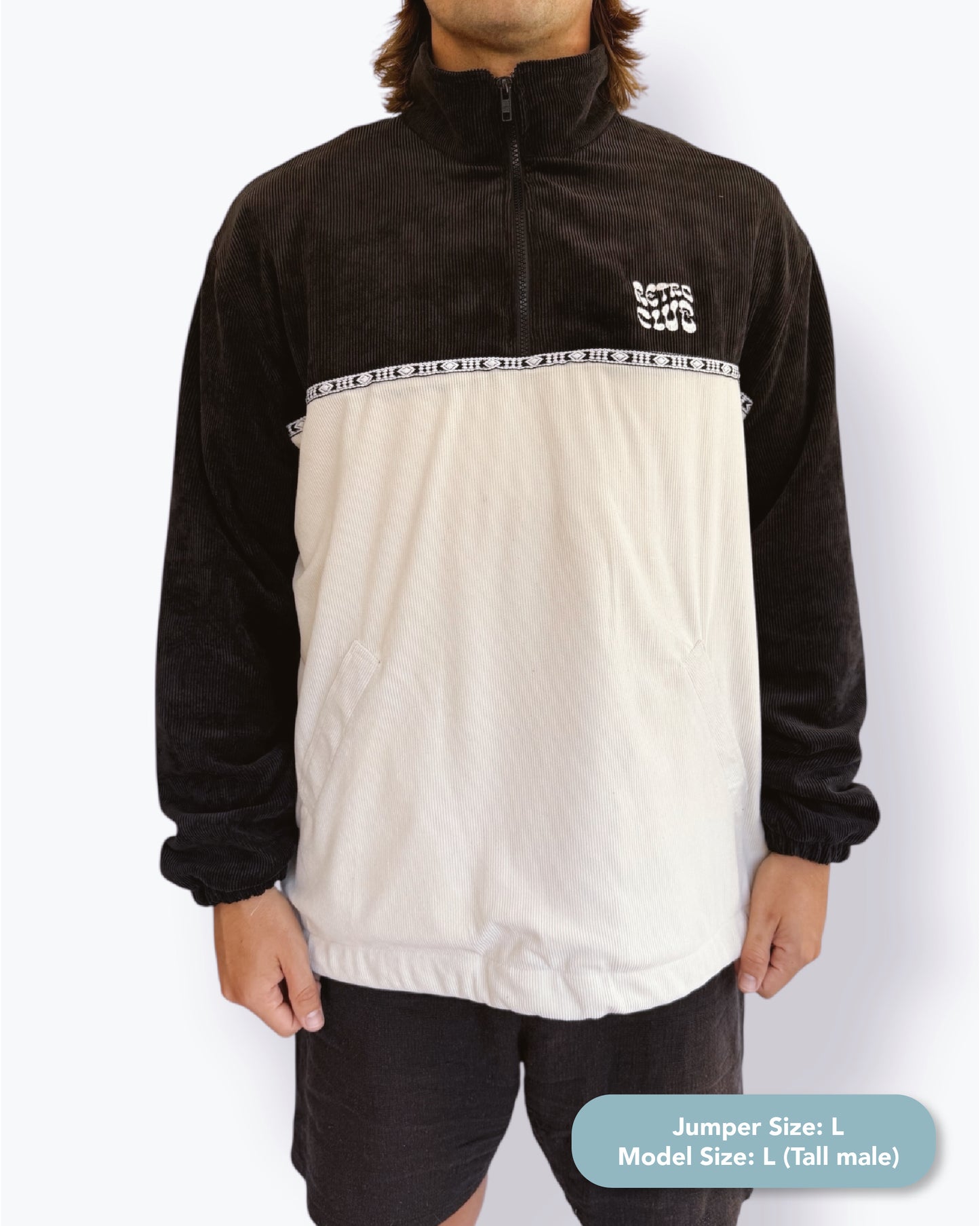 Dawn quarter zip - Black Corduroy