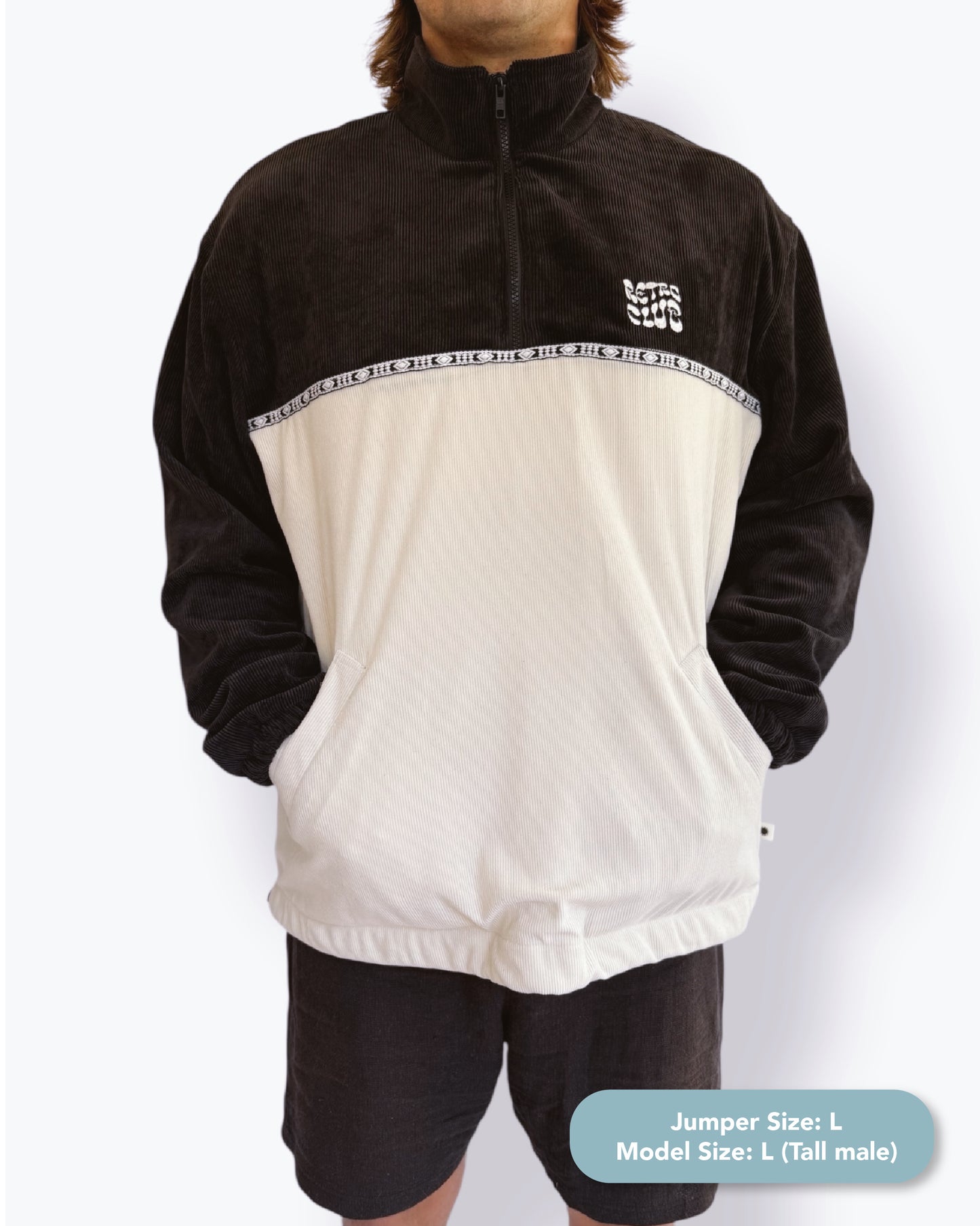 Dawn quarter zip - Black Corduroy