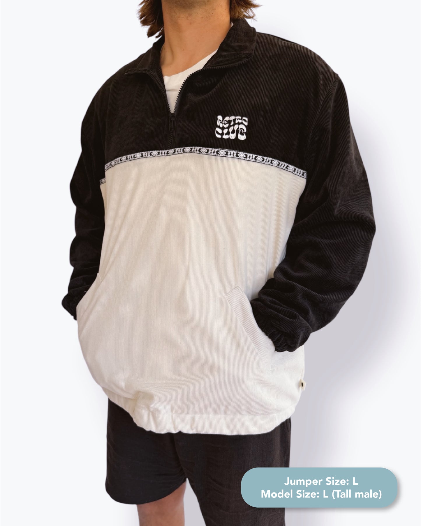 Dawn quarter zip - Black Corduroy