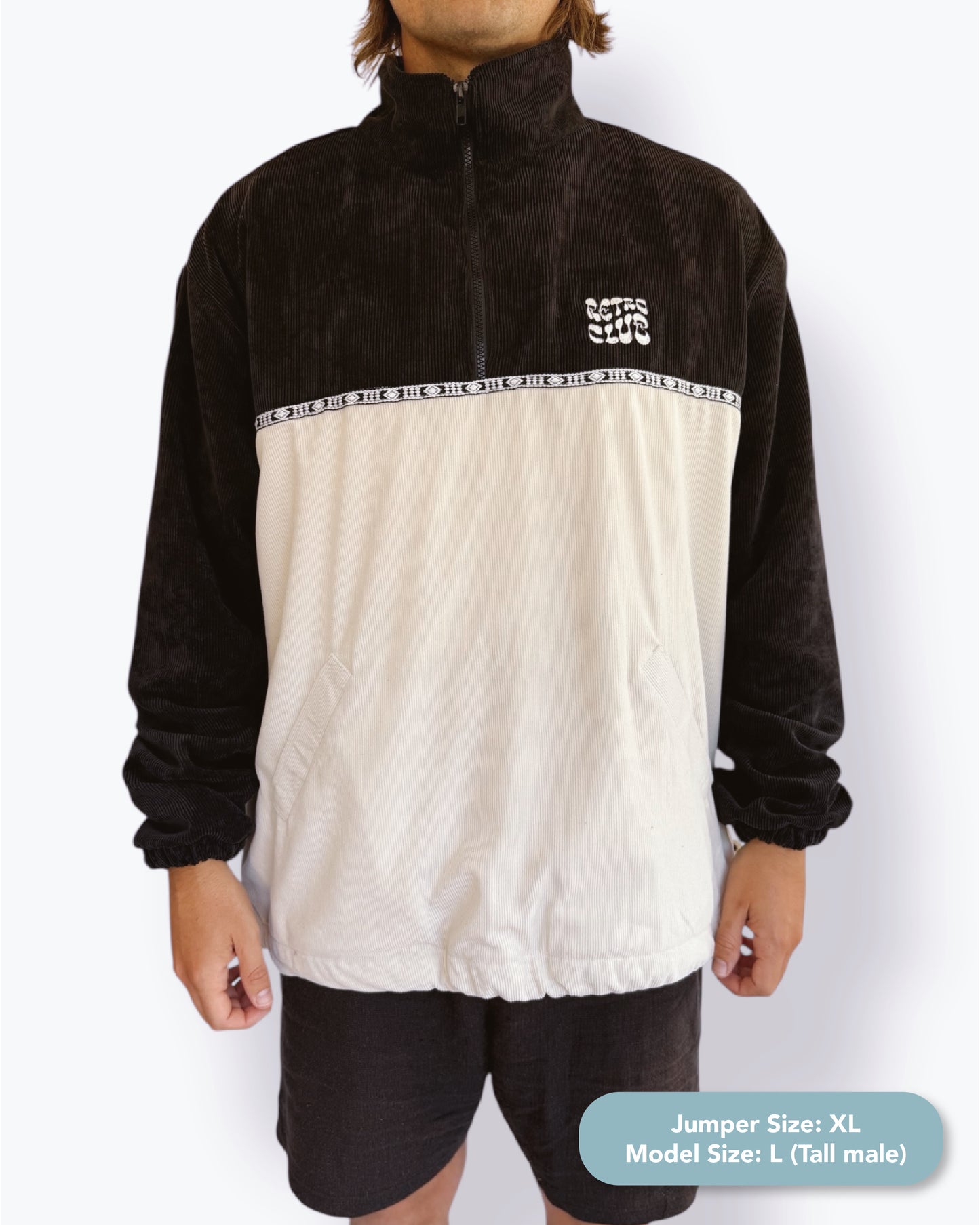 Dawn quarter zip - Black Corduroy