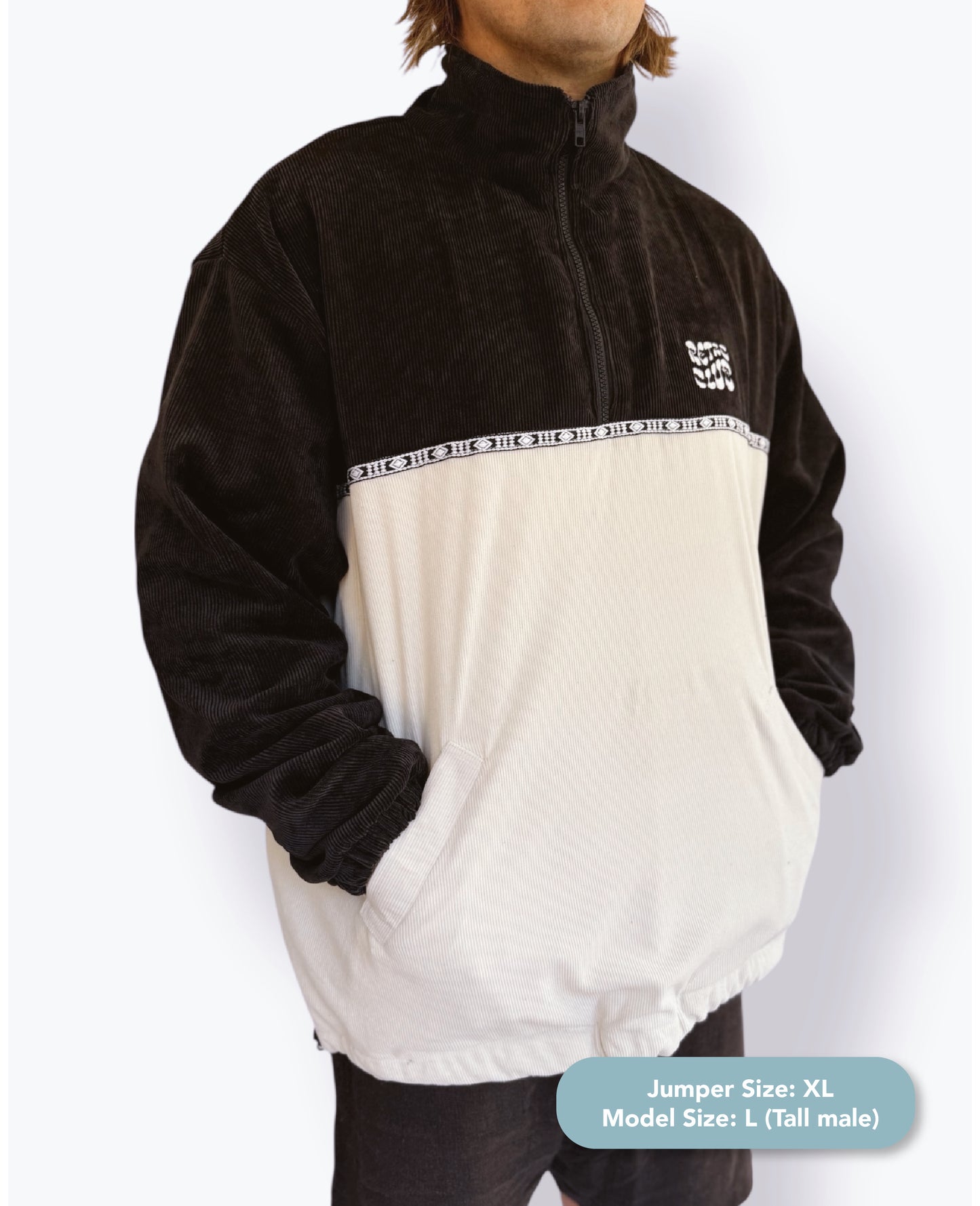 Dawn quarter zip - Black Corduroy