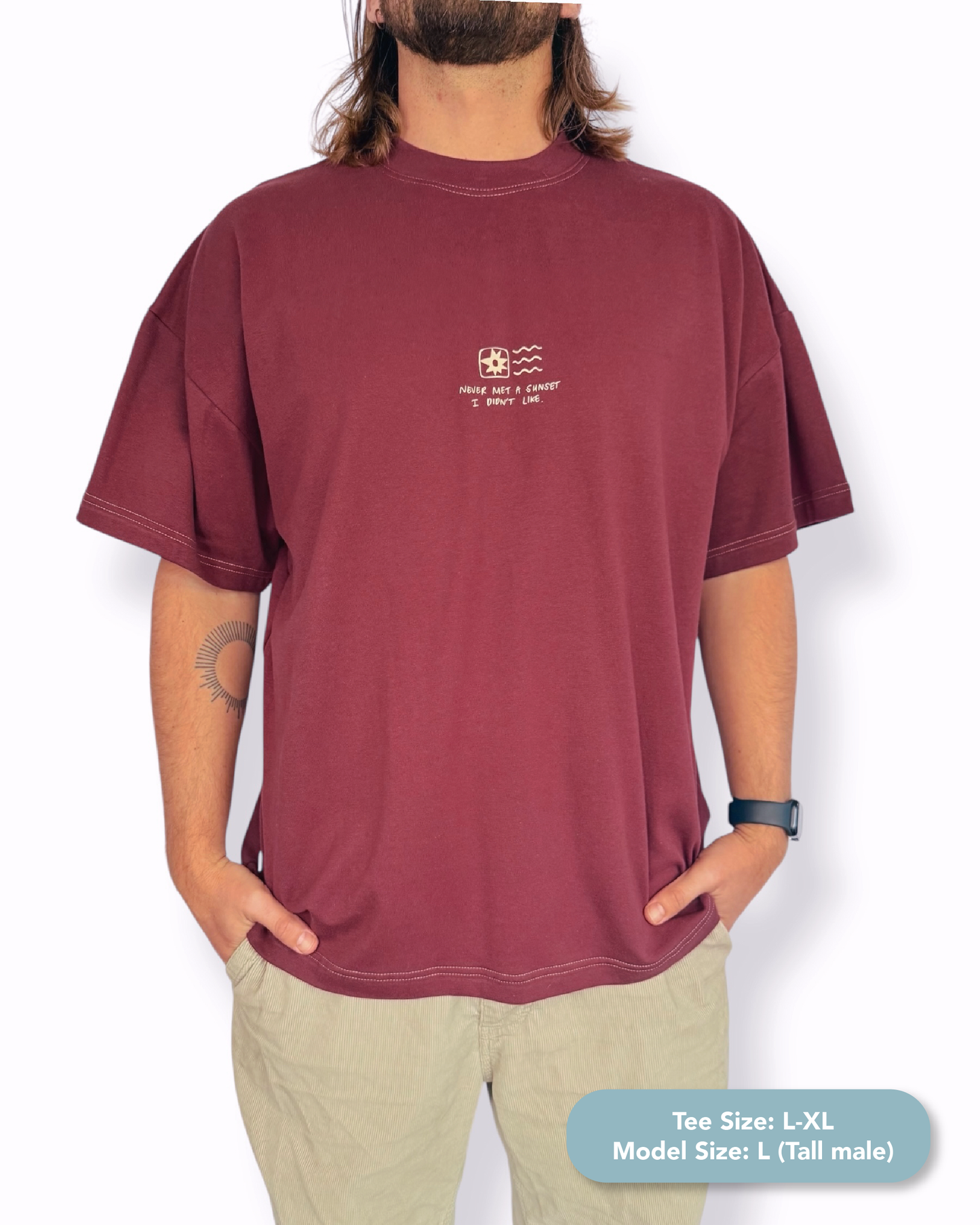 Unisex "Sunset" Short Tee (Maroon)