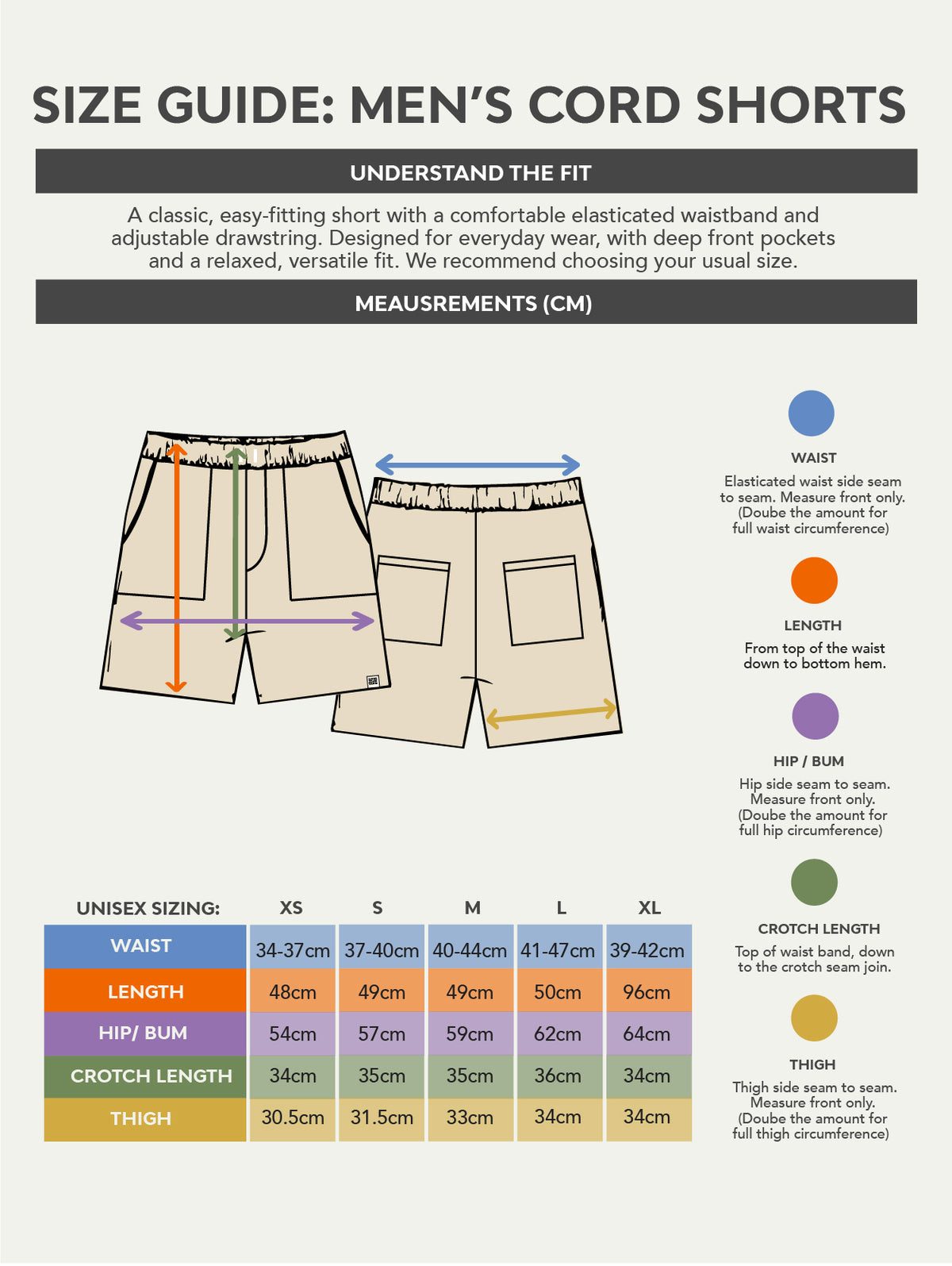 Men's Corduroy Shorts (Cream)