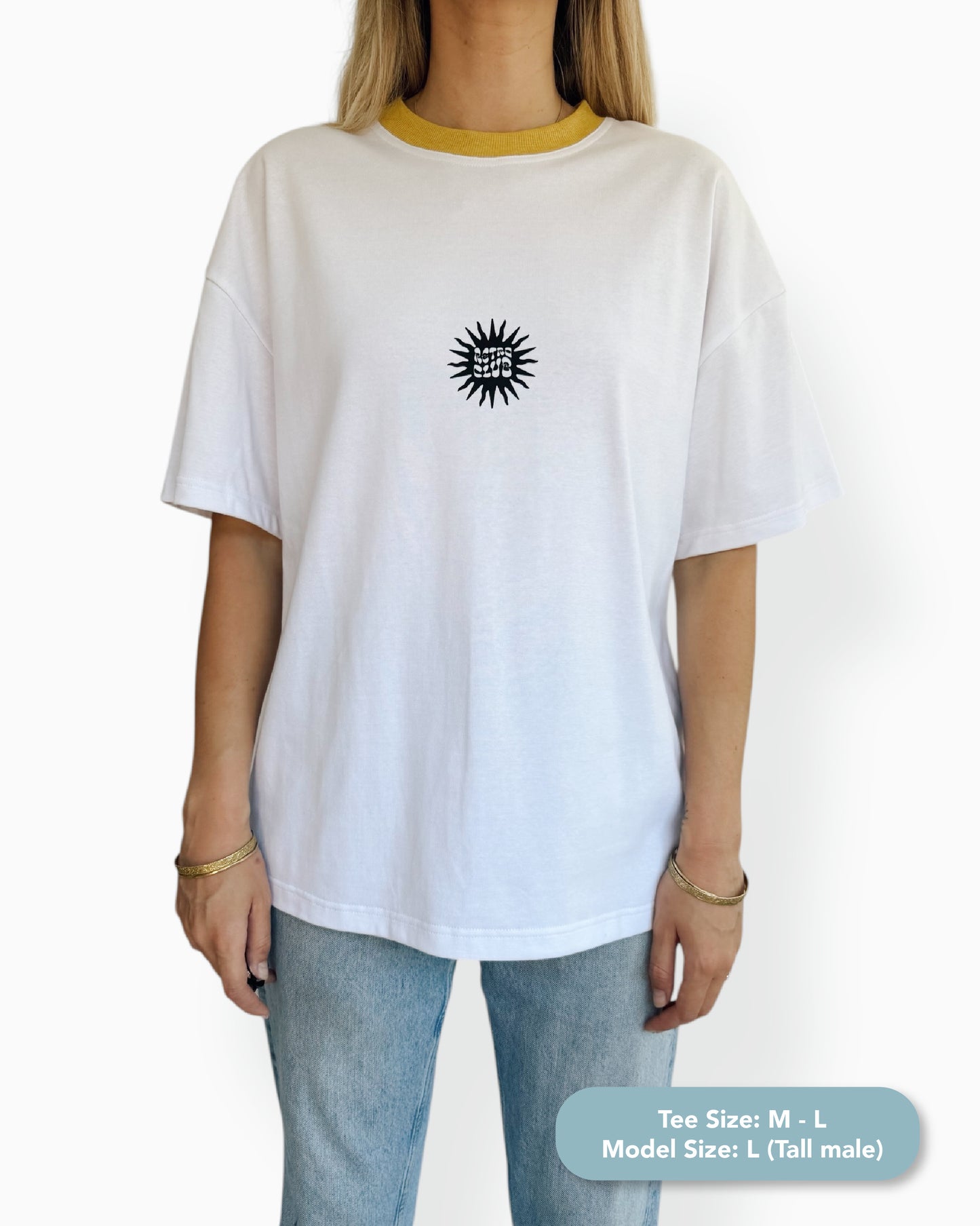 RC Sun - Unisex Short White Tee (Mustard Crew)