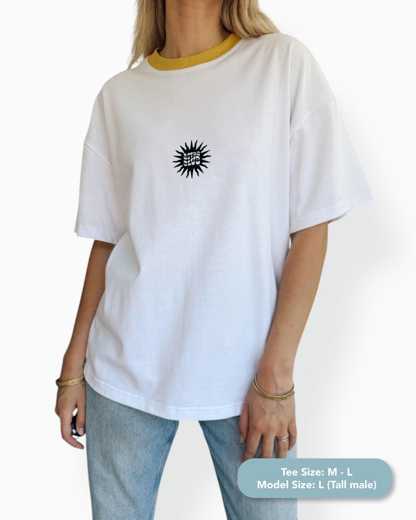 RC Sun - Unisex Short White Tee (Mustard Crew)